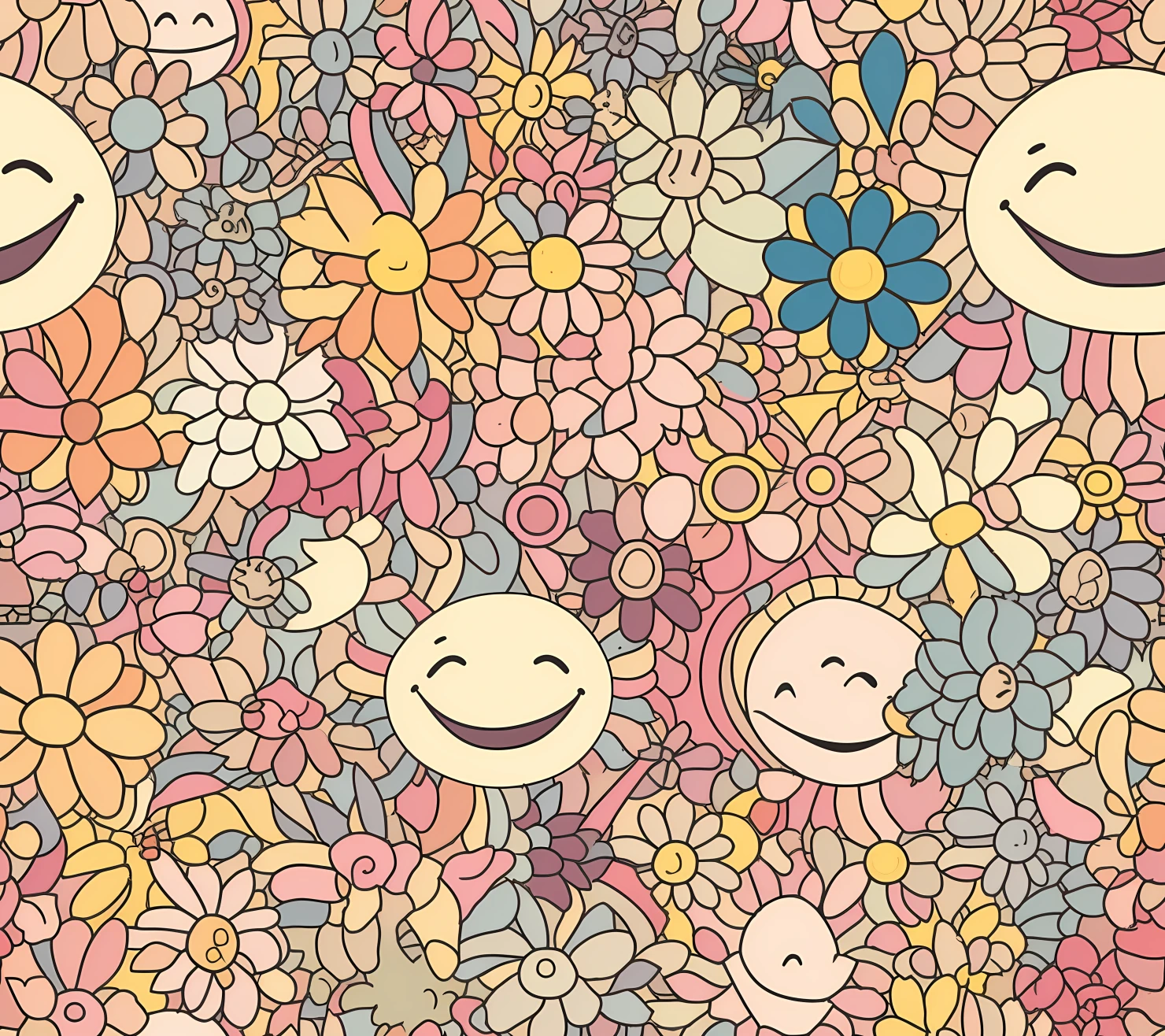 Happy face seamless pattern on a light color background #29949