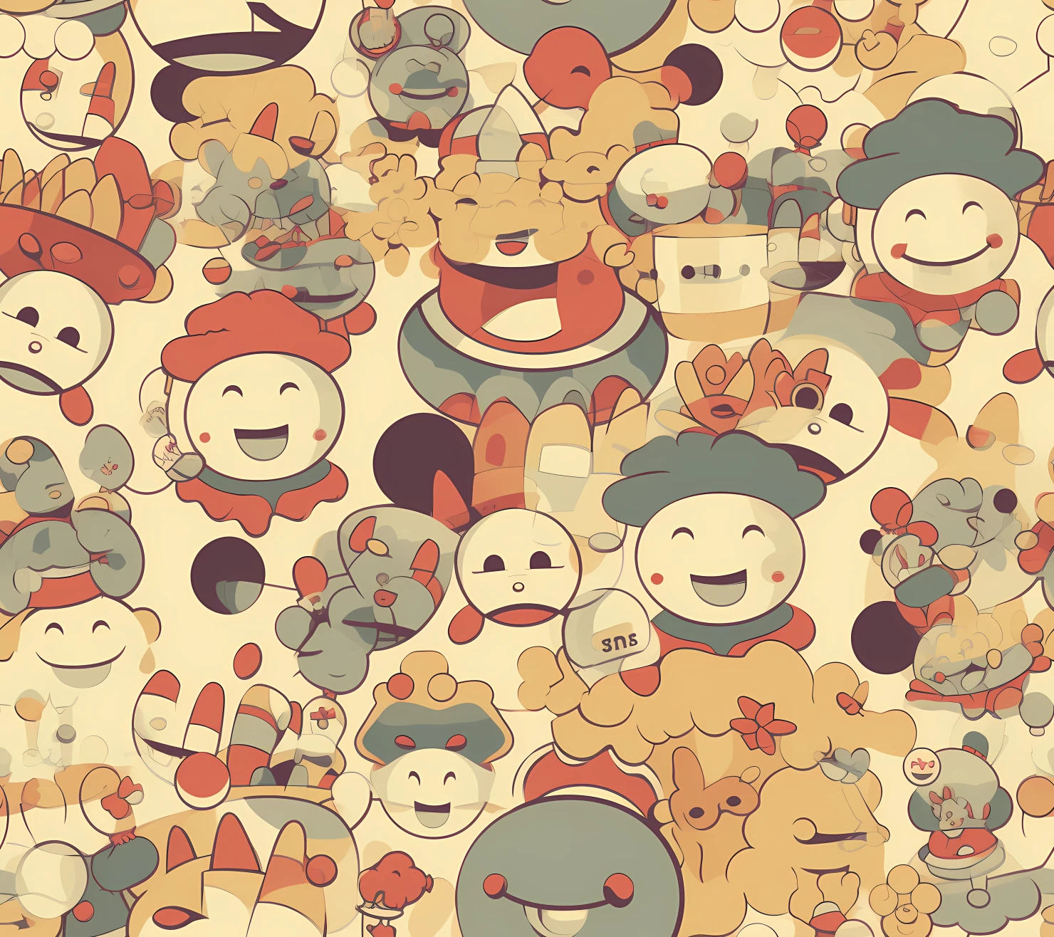 Happy face seamless pattern on a light color background #29952