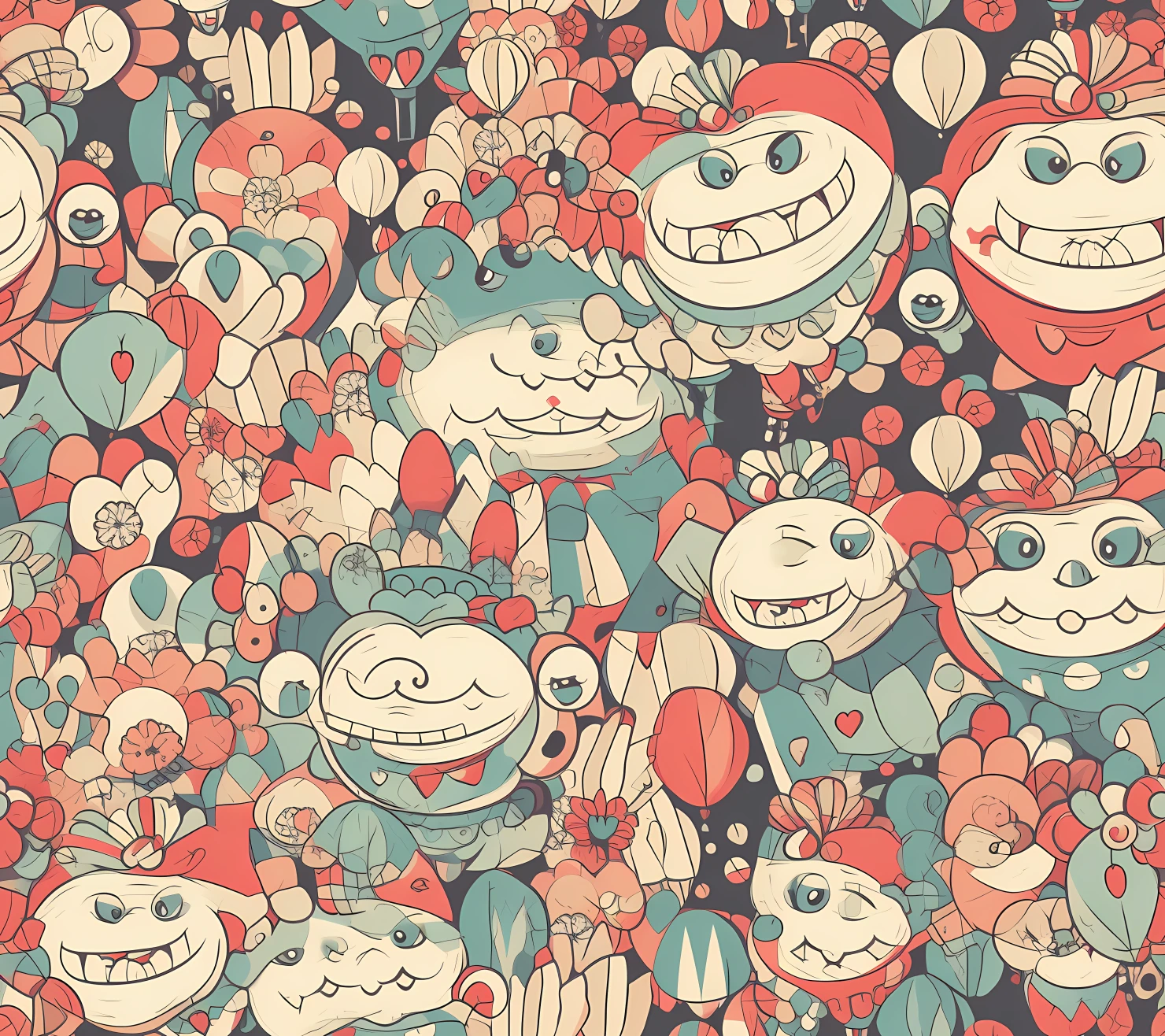 Happy face seamless pattern on a light color background #29954