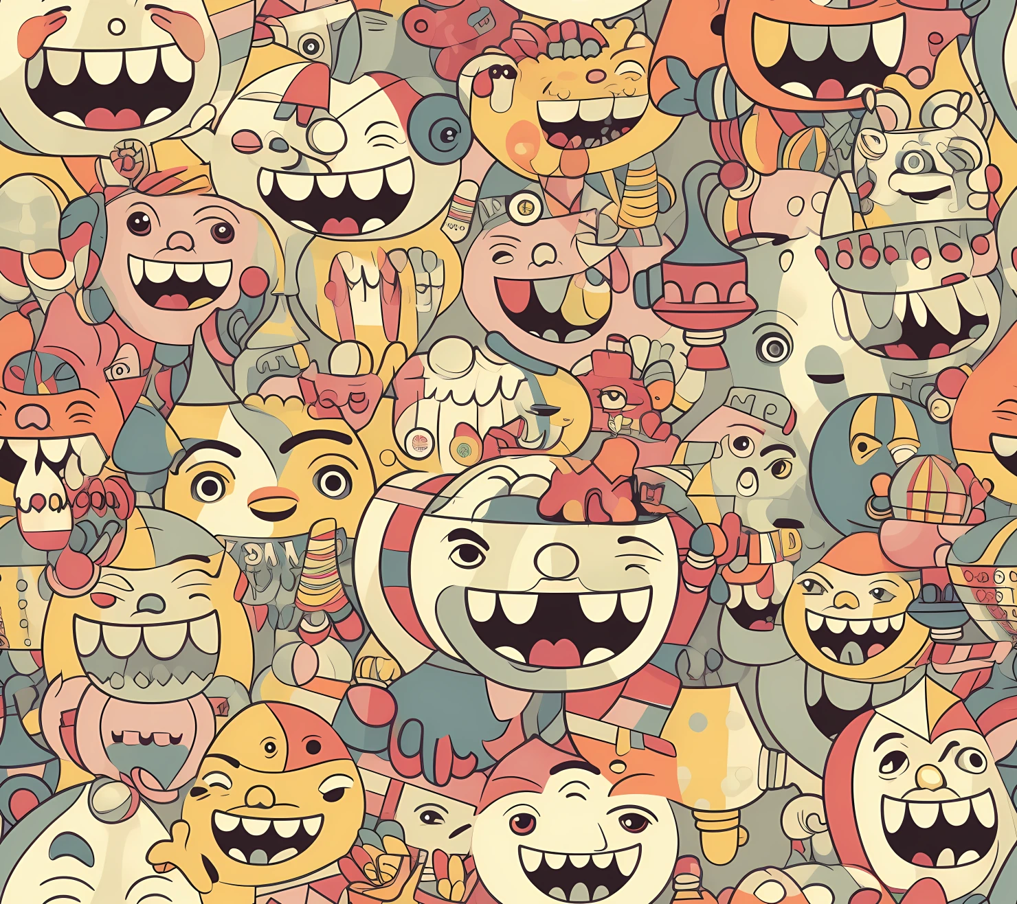 Happy face seamless pattern on a light color background #29956