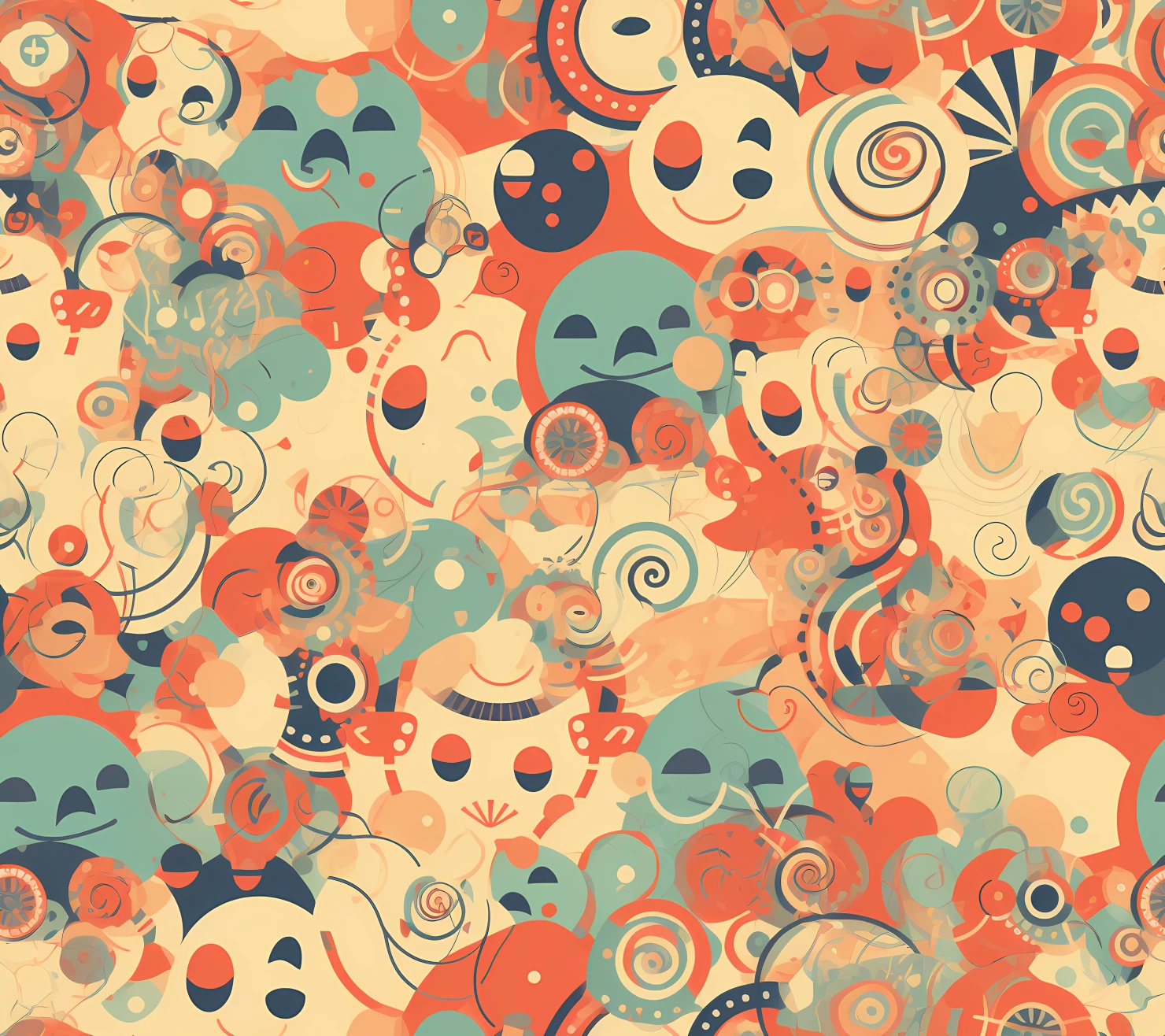 Happy face seamless pattern on a light color background #29957