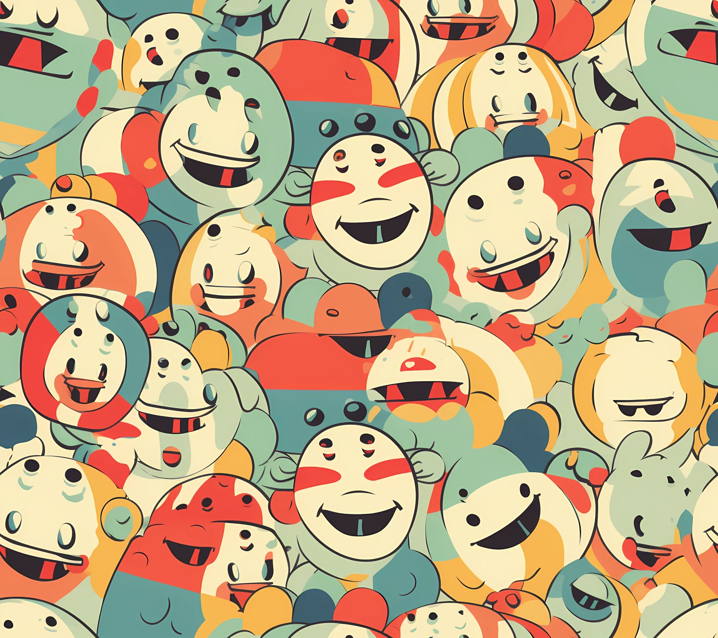 Happy face seamless pattern on a light color background #29958