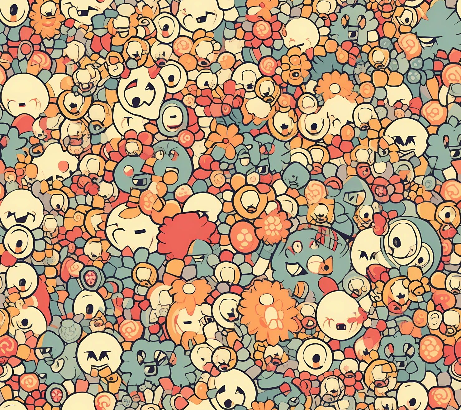 Happy face seamless pattern on a light color background #29959