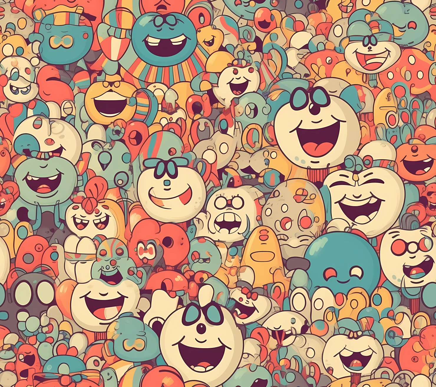 Happy face seamless pattern on a light color background #29962