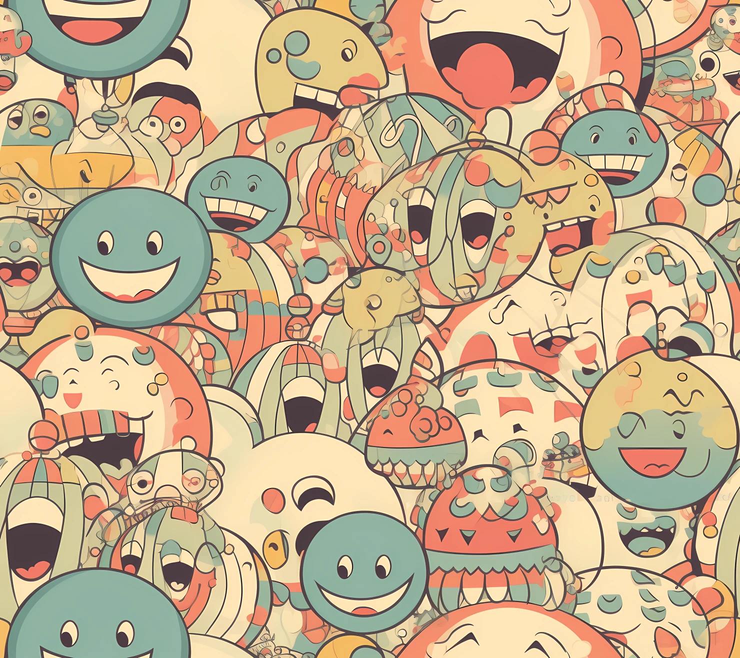 Happy face seamless pattern on a light color background #29963