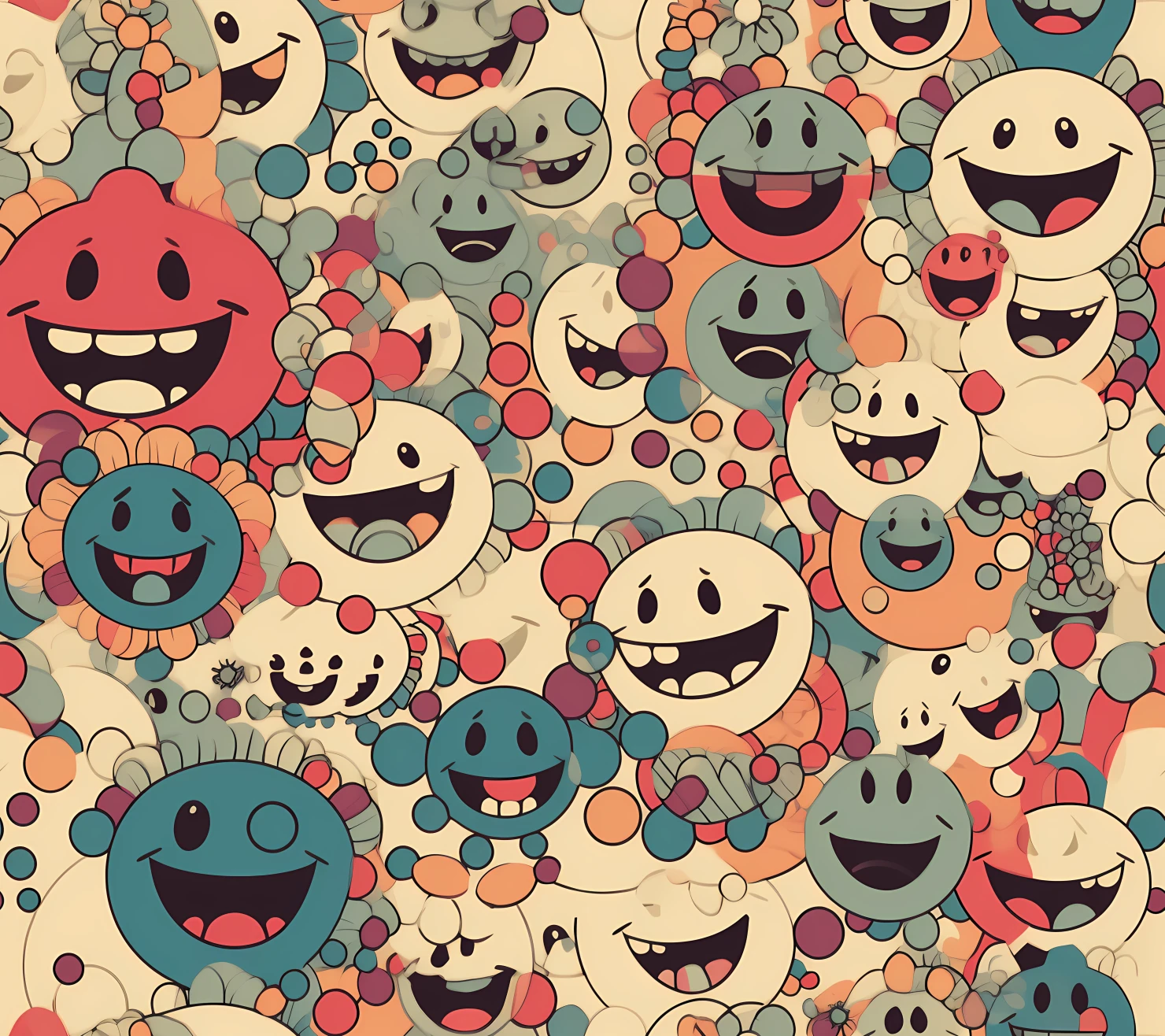 Happy face seamless pattern on a light color background #29965