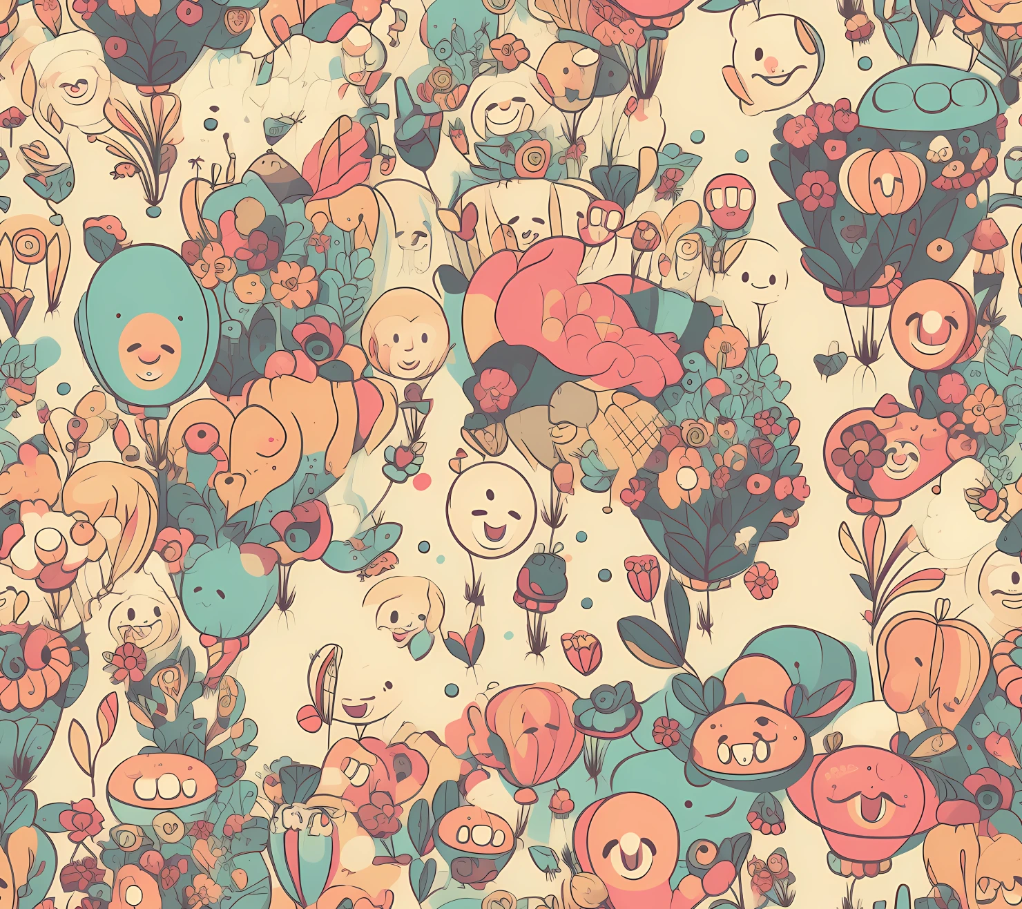 Happy face seamless pattern on a light color background #29966