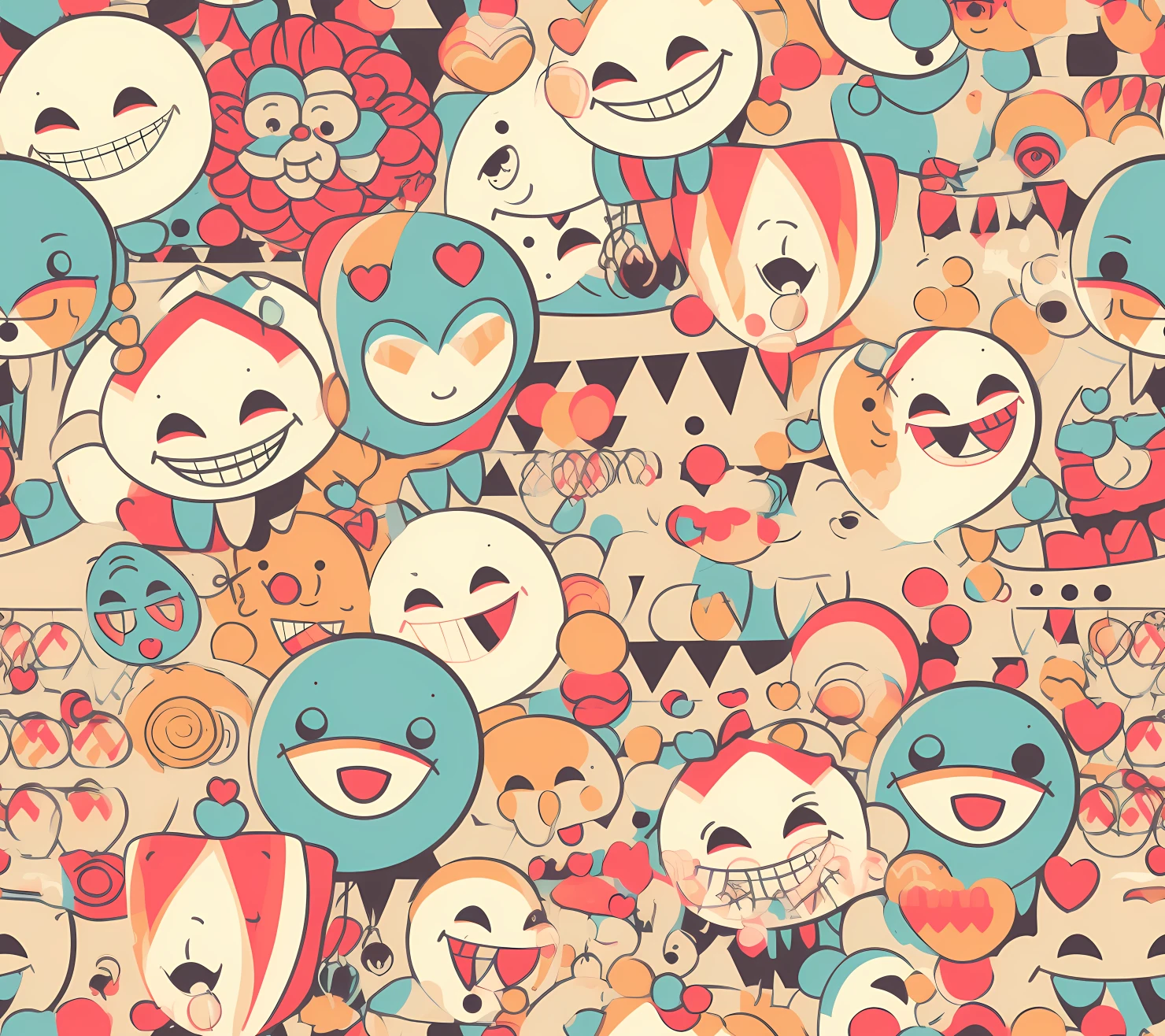 Happy face seamless pattern on a light color background #29967