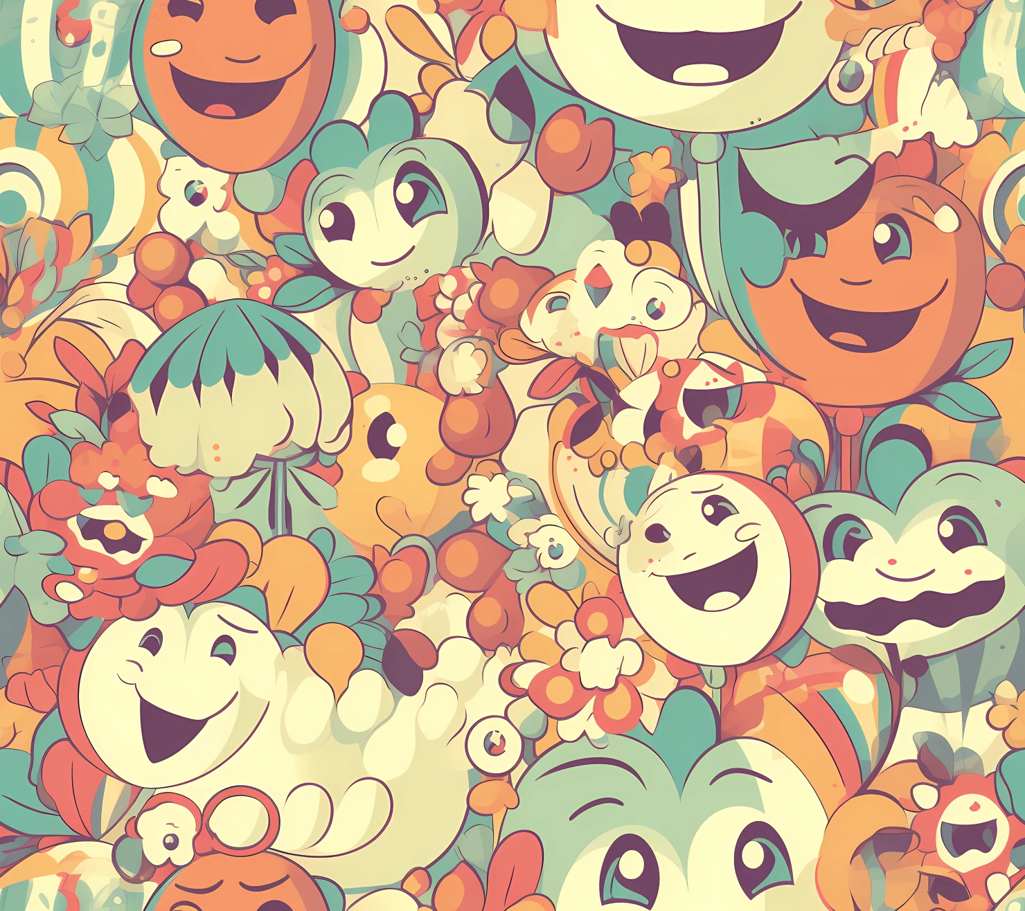 Happy face seamless pattern on a light color background #29969