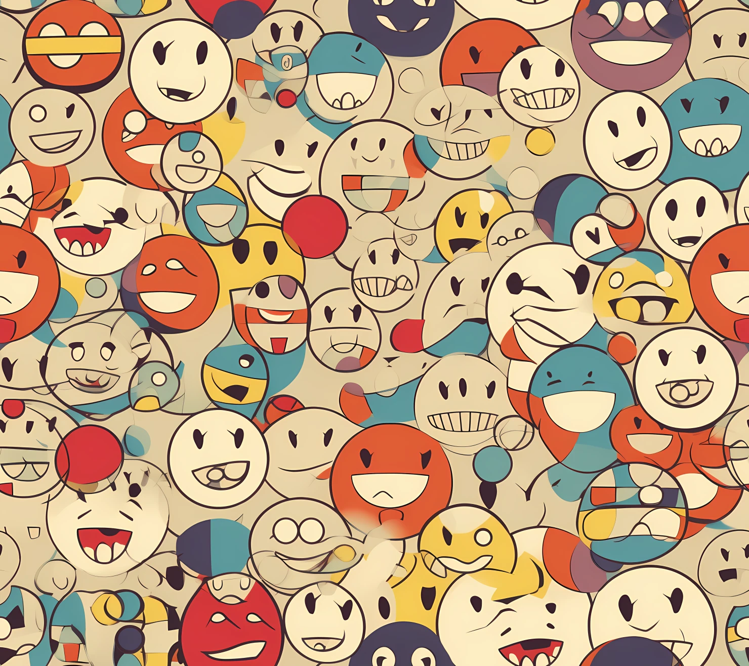 Happy face seamless pattern on a light color background #29973