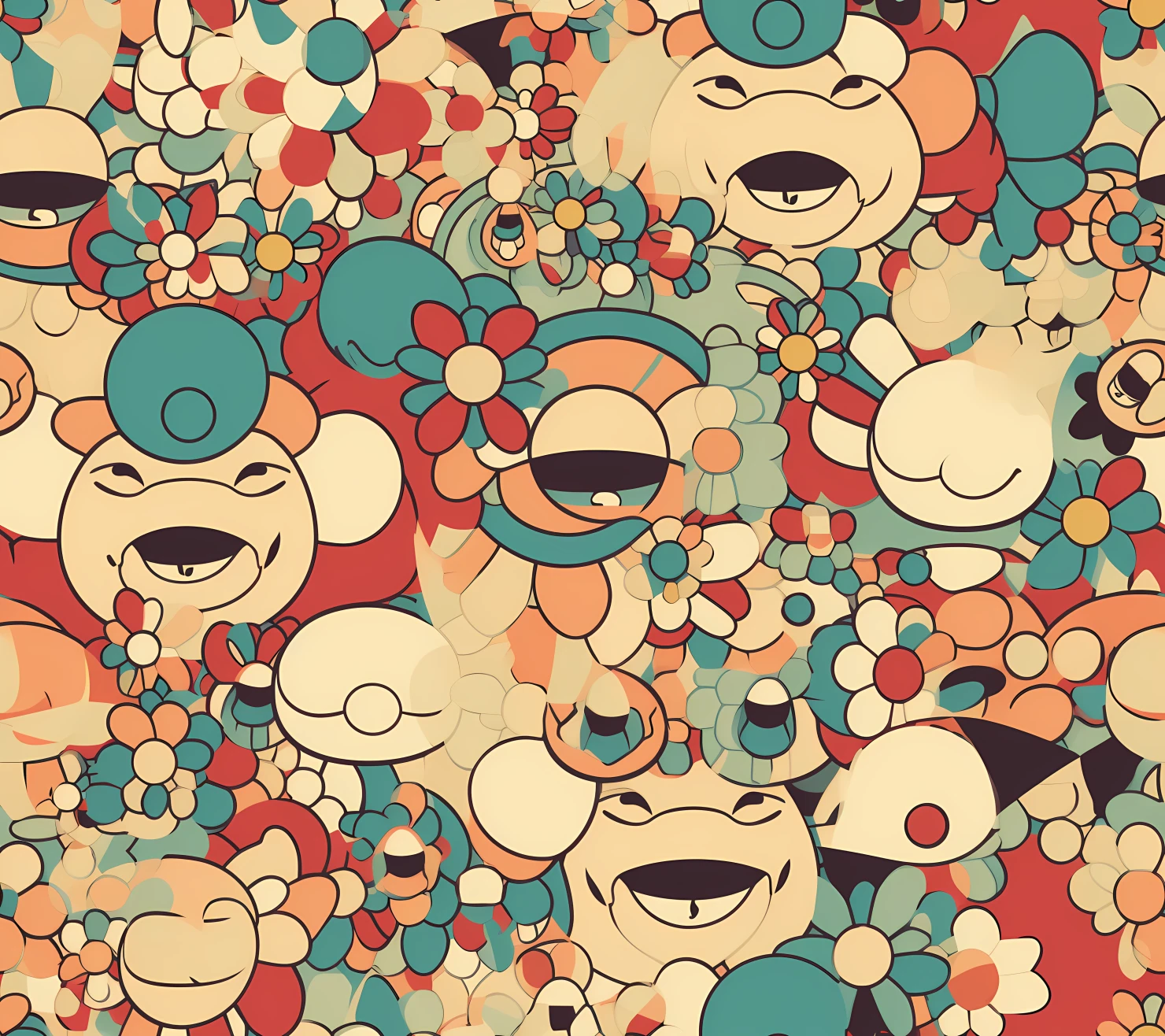 Happy face seamless pattern on a light color background #29975