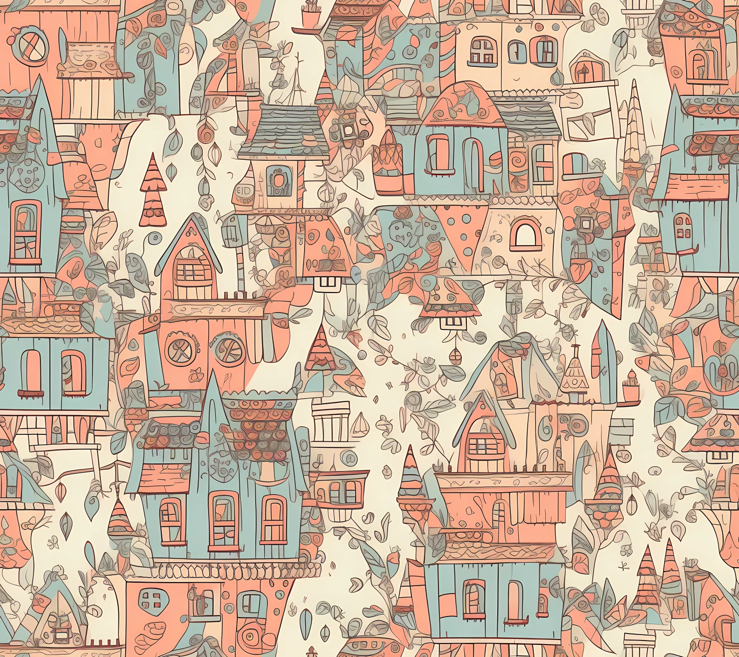 House boho seamless pattern on a light color background #29984