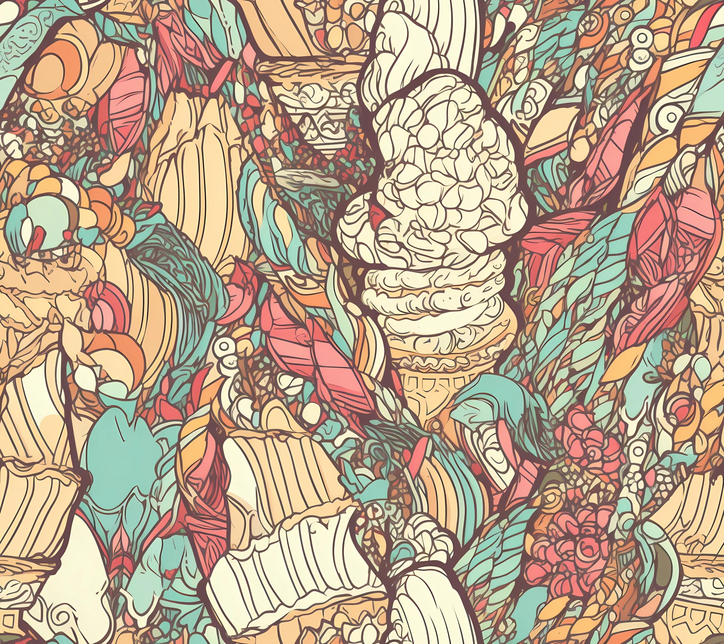 ice cream boho seamless pattern on a light color background #29992