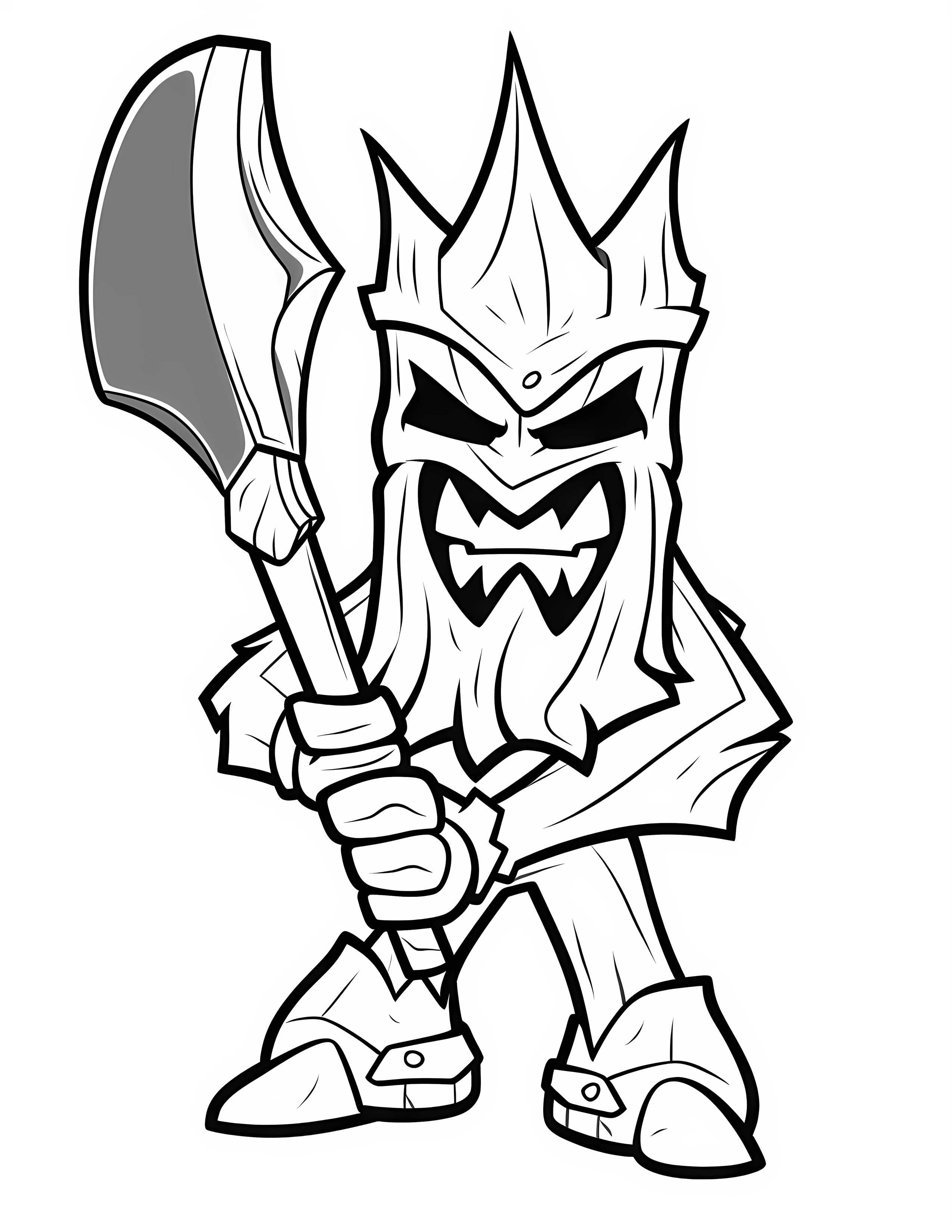 Axe for kids coloring page on white color background #30594