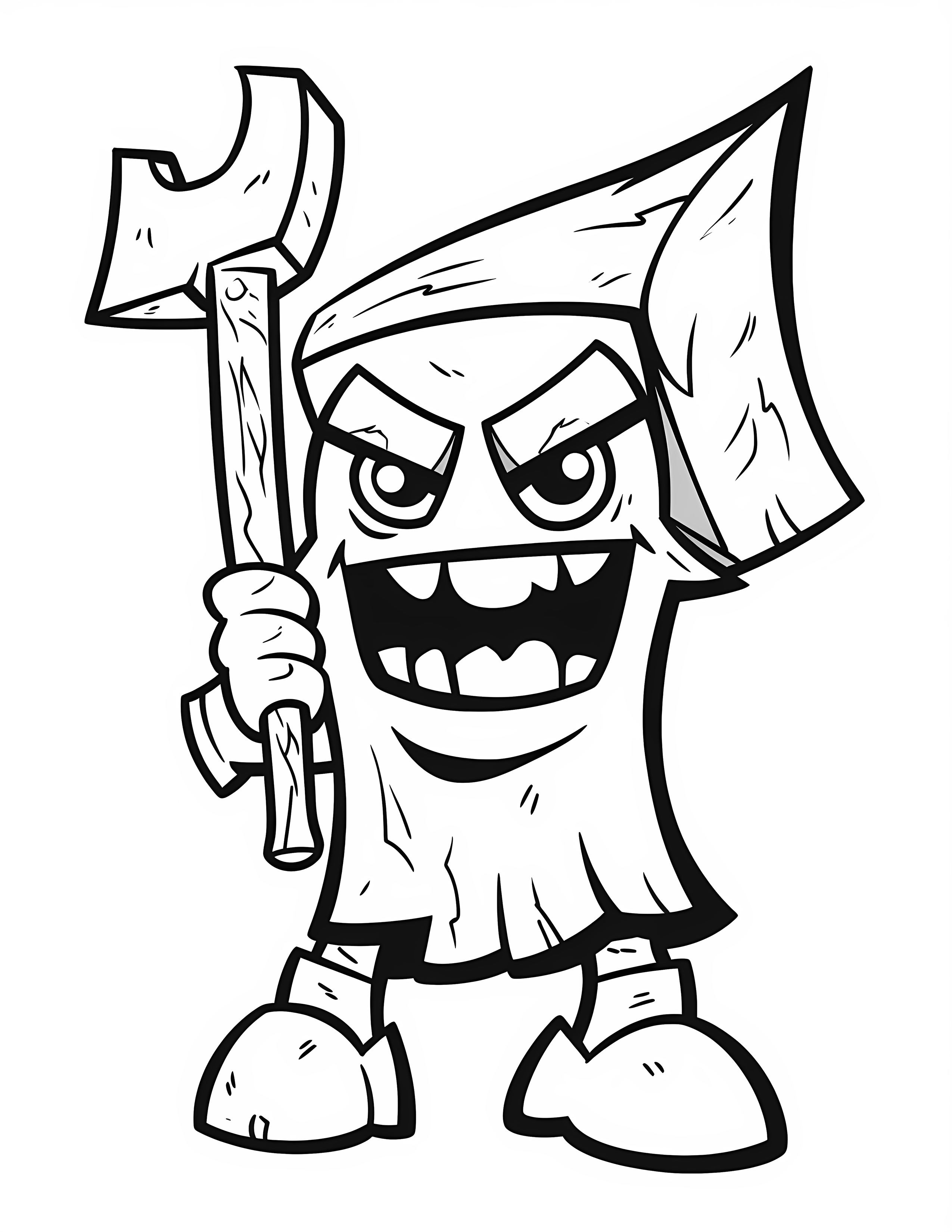 Axe for kids coloring page on white color background #30595