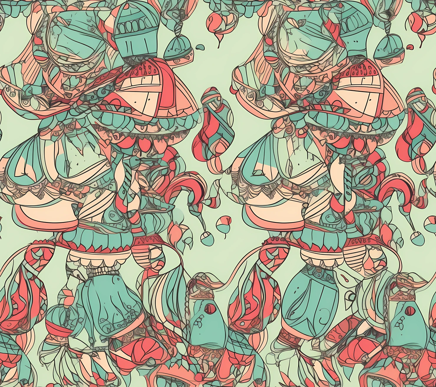 Jingle bells boho seamless pattern on a light color background #29996