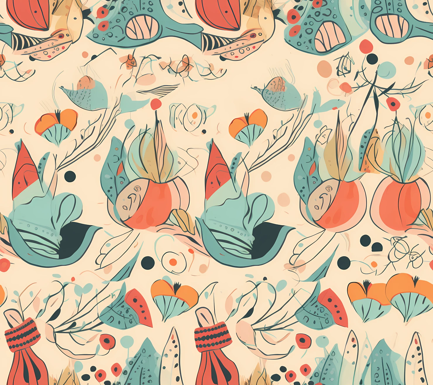 Jingle bells boho seamless pattern on a light color background #29998