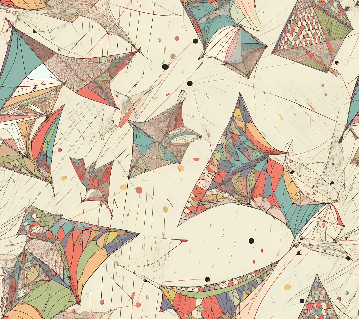 Kite boho seamless pattern on a light color background #30002