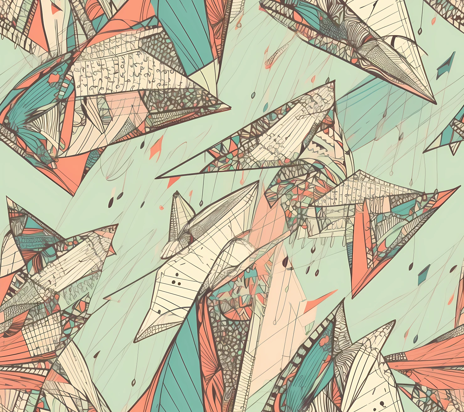 Kite boho seamless pattern on a light color background #30003
