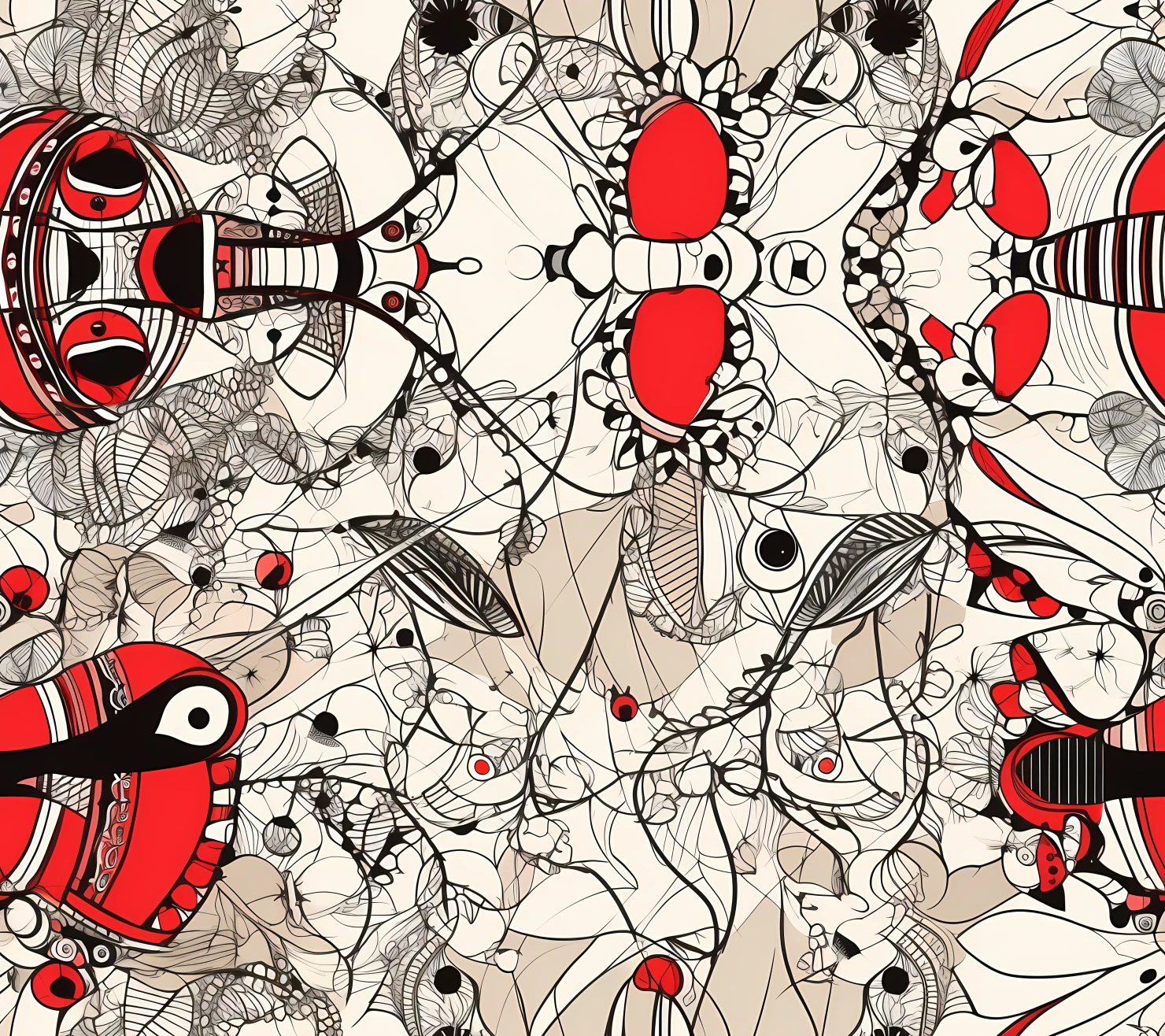 Ladybug boho seamless pattern on a light color background #30005