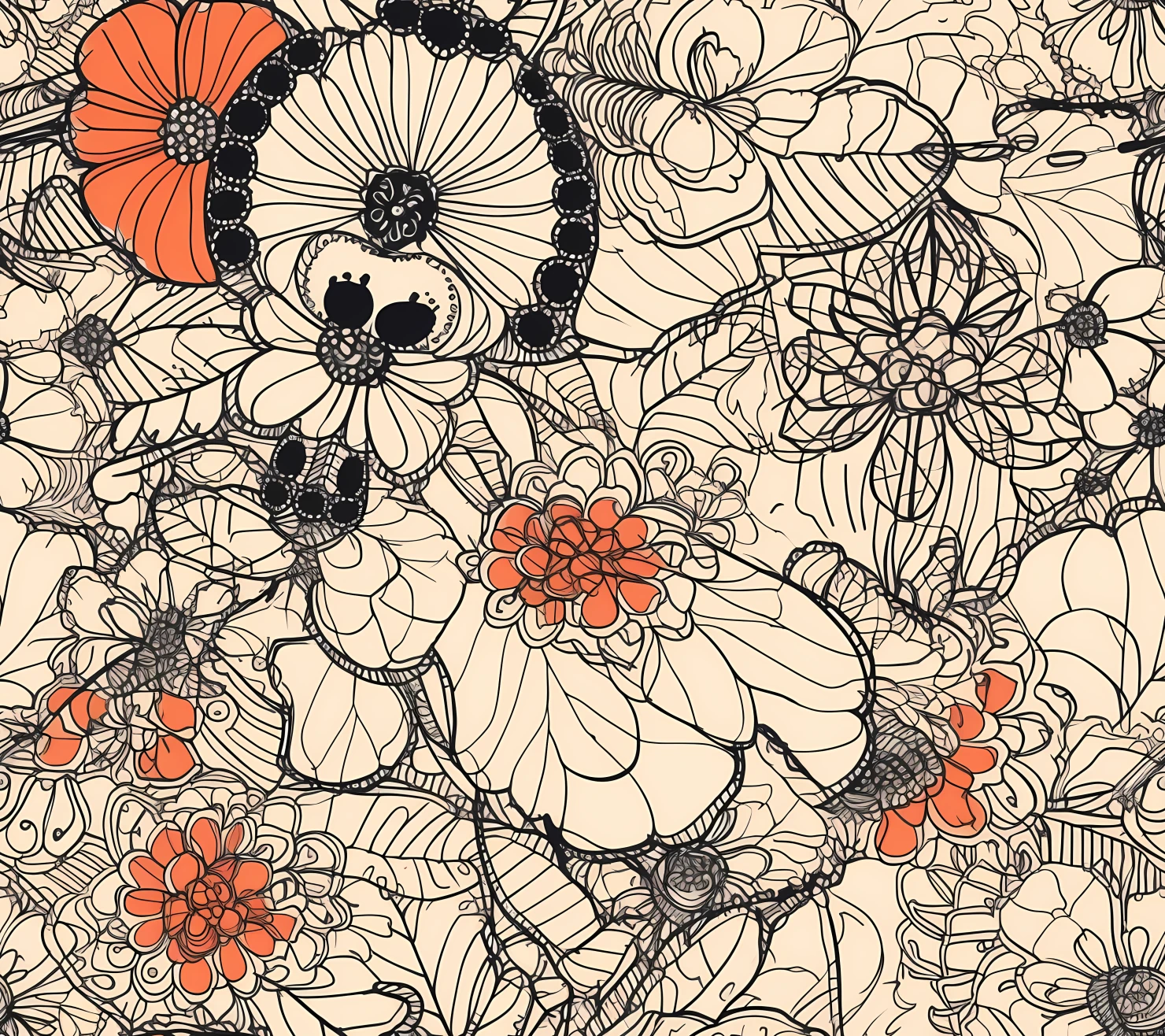 Ladybug boho seamless pattern on a light color background #30006