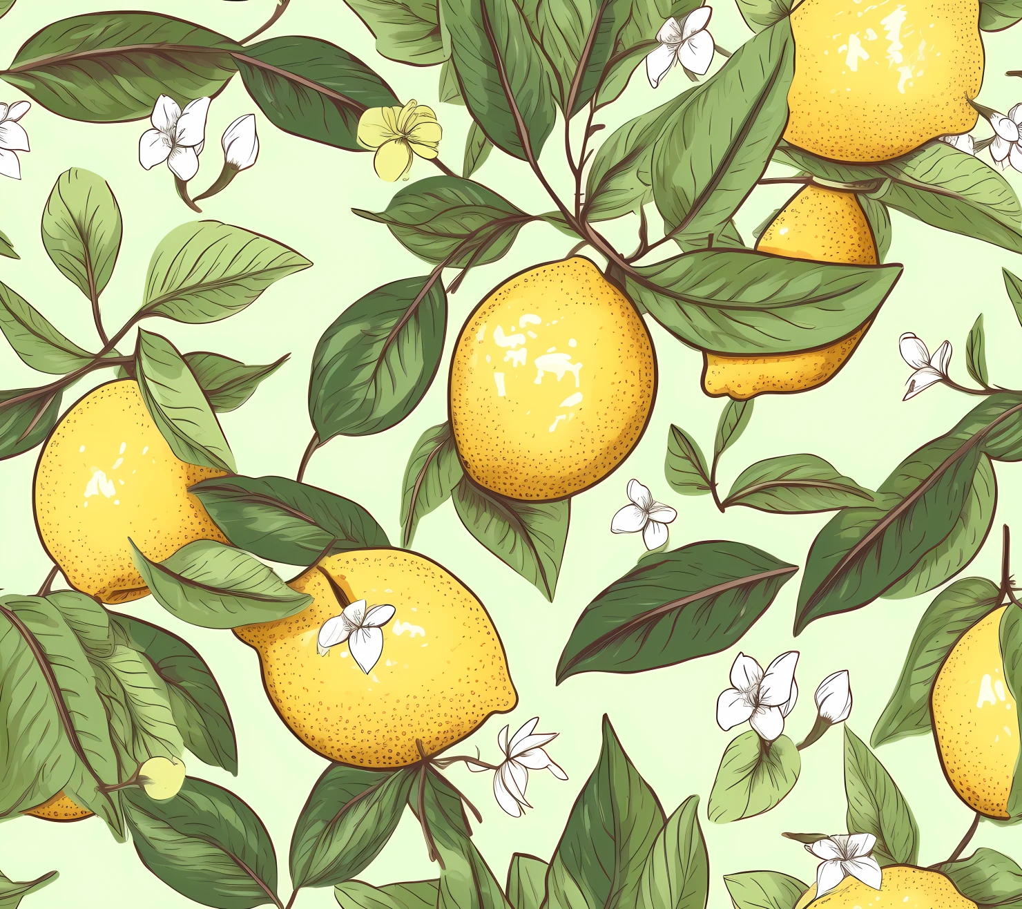 Lemon boho seamless pattern on a light color background #30015