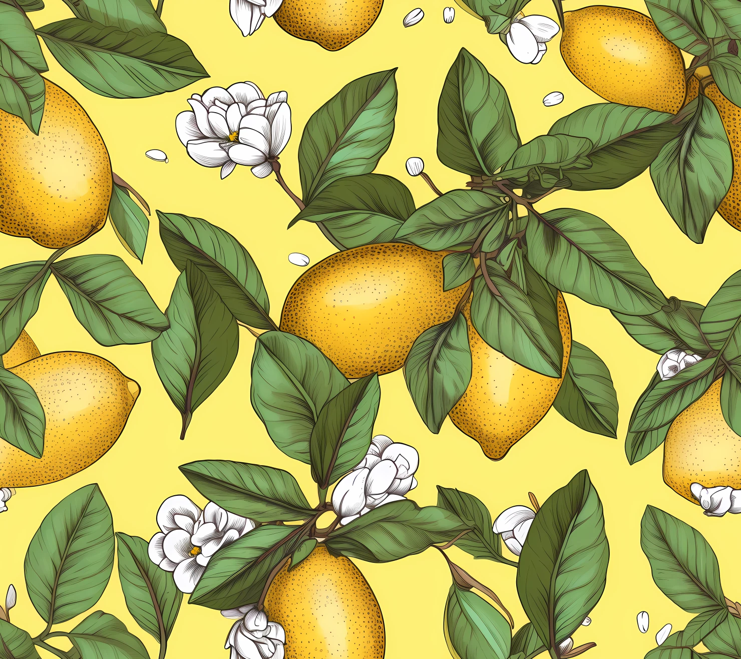 Lemon boho seamless pattern on a light color background #30017