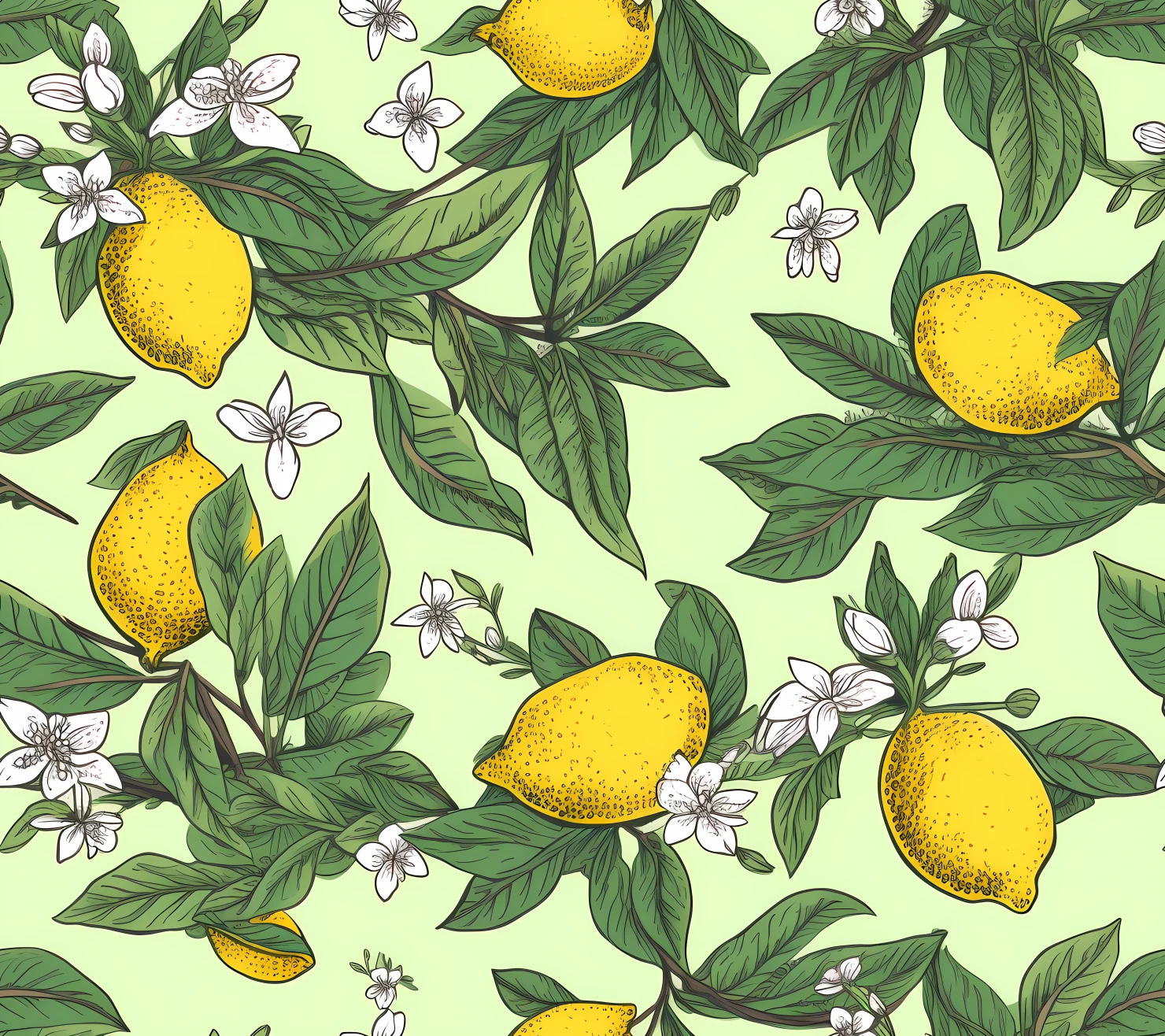 Lemon boho seamless pattern on a light color background #30020