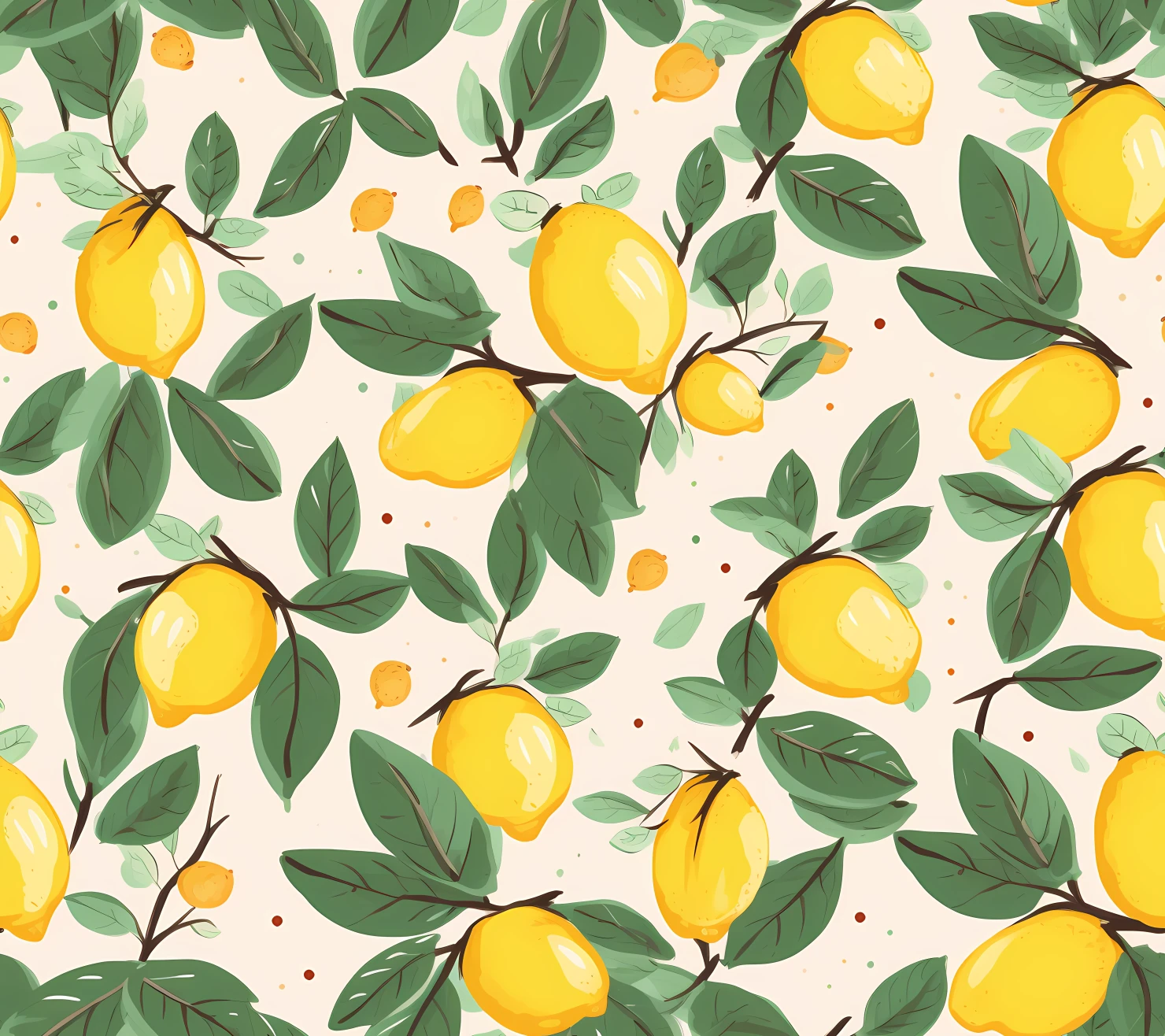 Lemon boho seamless pattern on a light color background #30021
