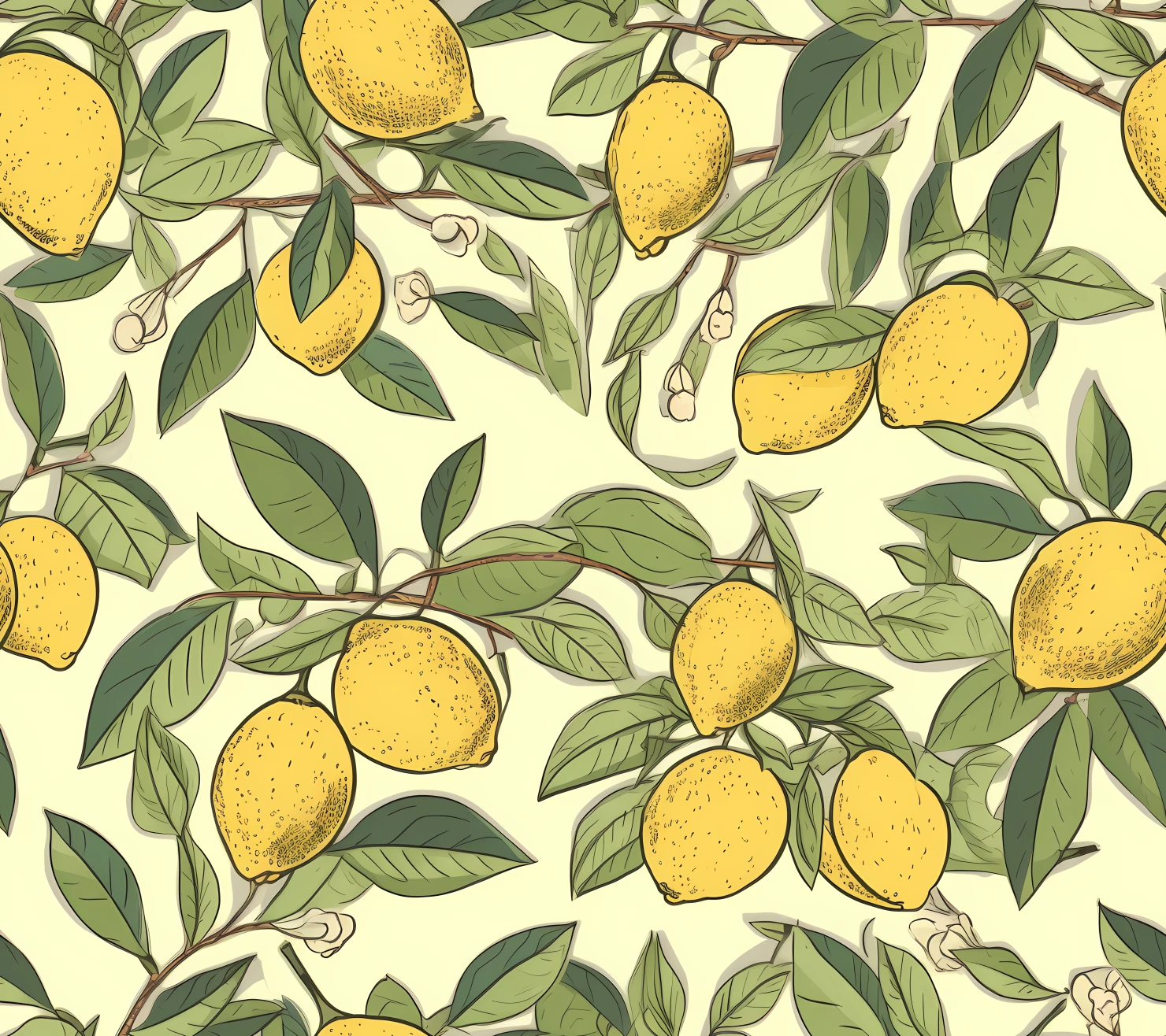 Lemon boho seamless pattern on a light color background #30024