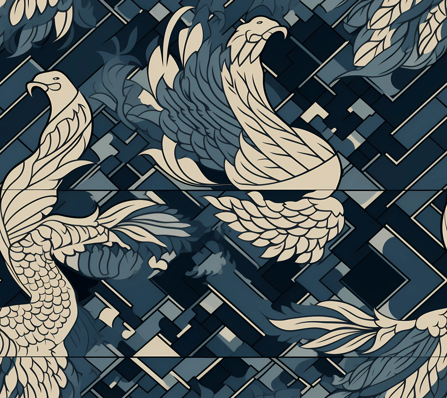 Eagle dragon seamless pattern on a light color background #30048