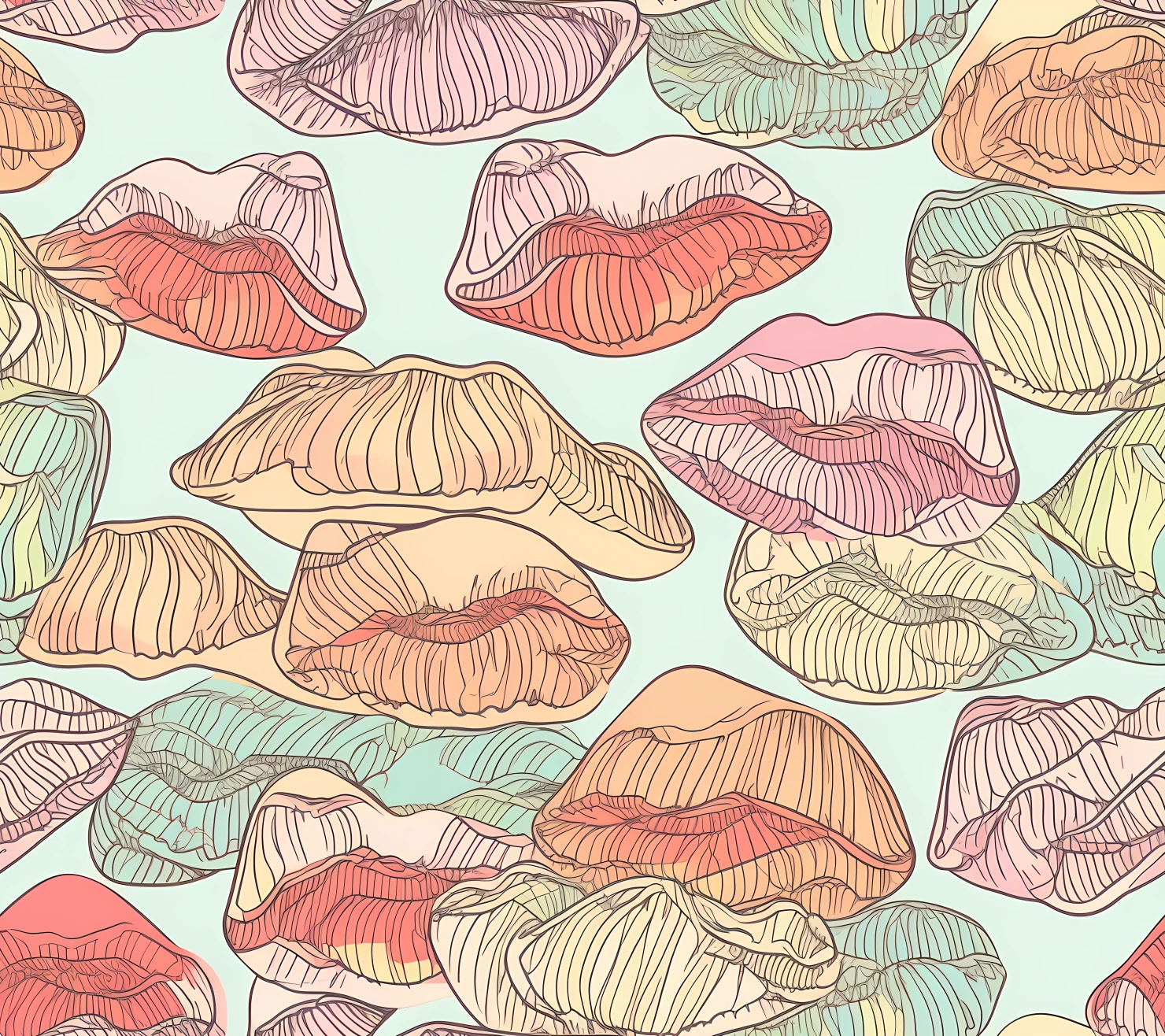 Lips seamless pattern on a light color background #30053