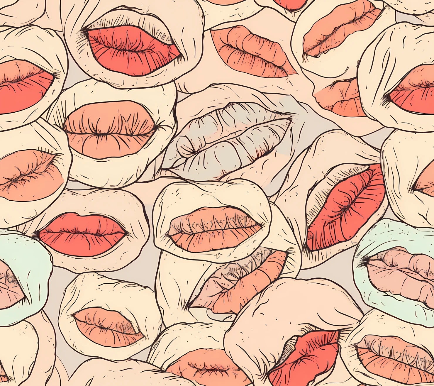 Lips seamless pattern on a light color background #30055