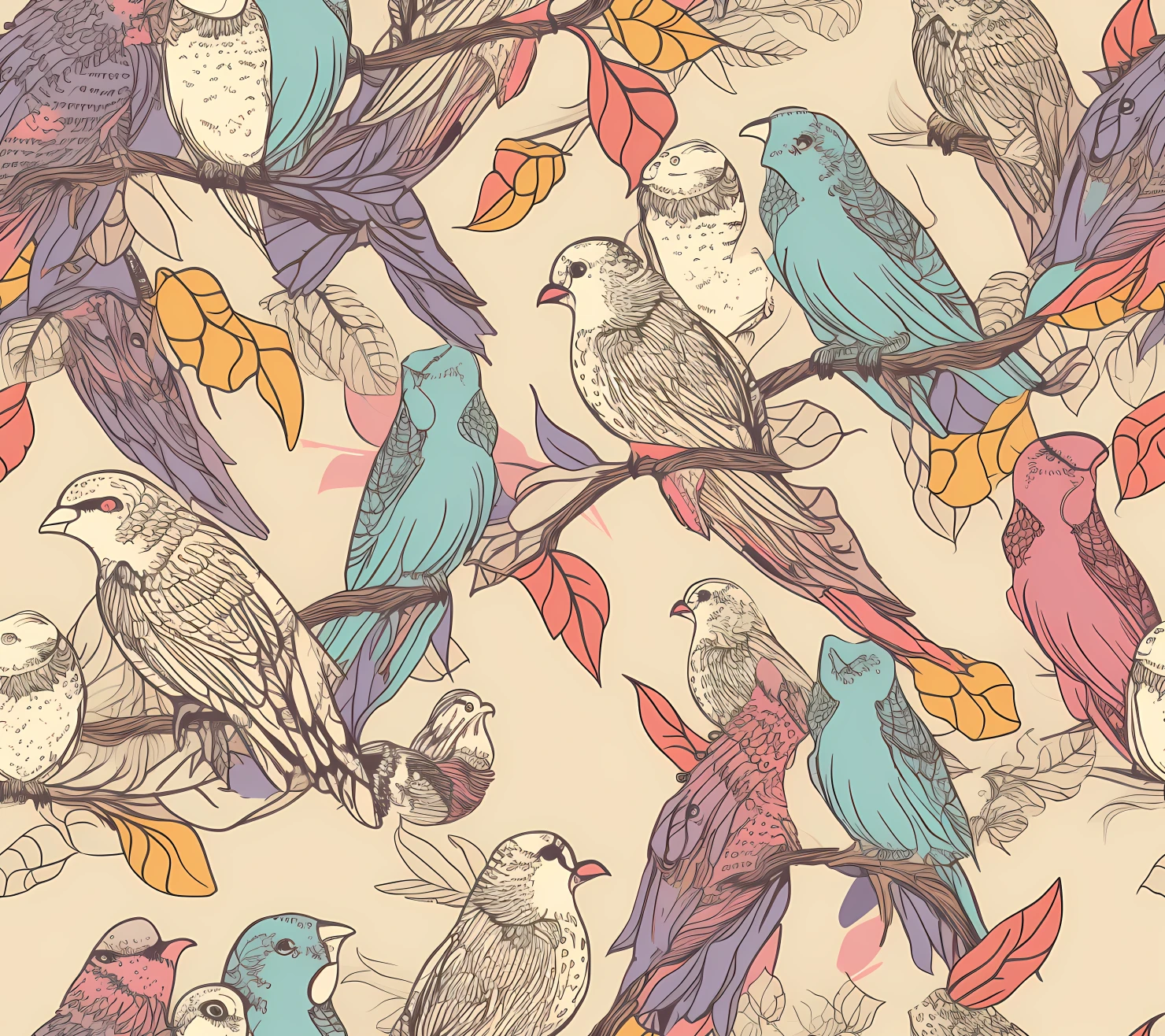 Loving birds seamless pattern on a light color background #30057
