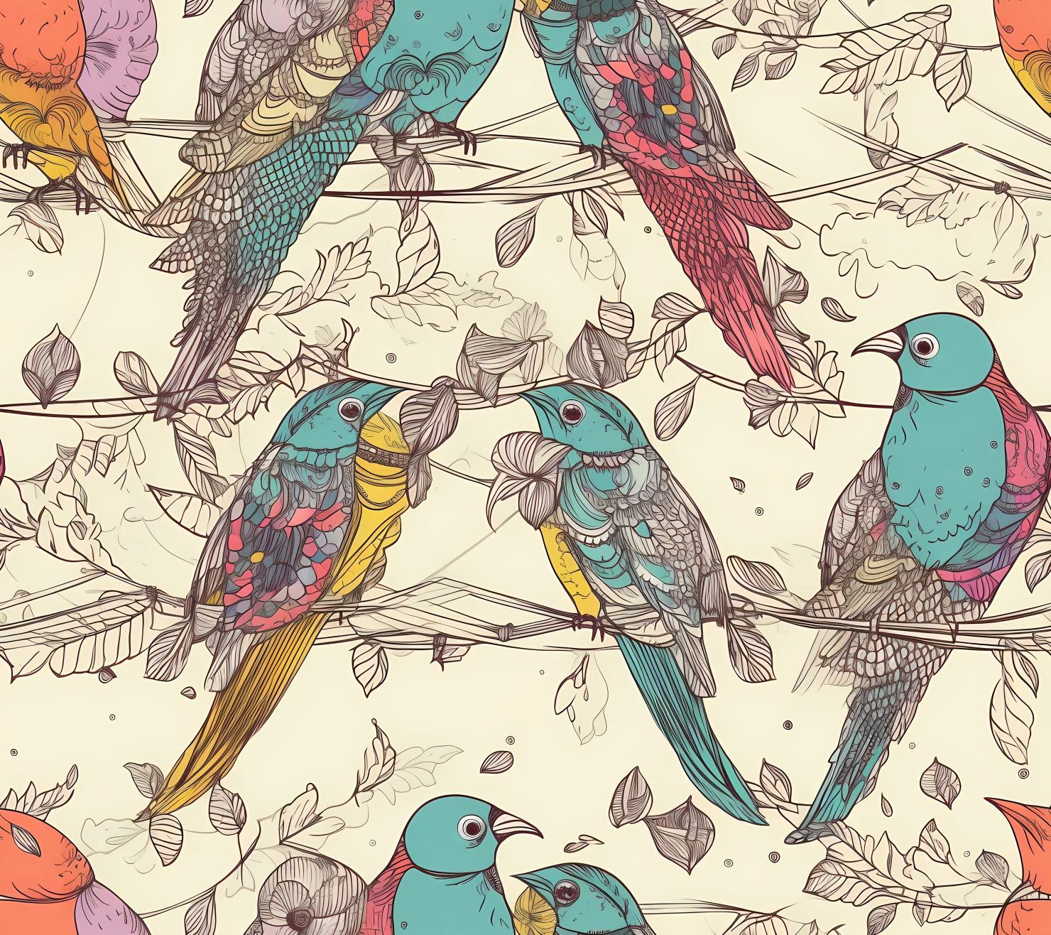 Loving birds seamless pattern on a light color background #30058