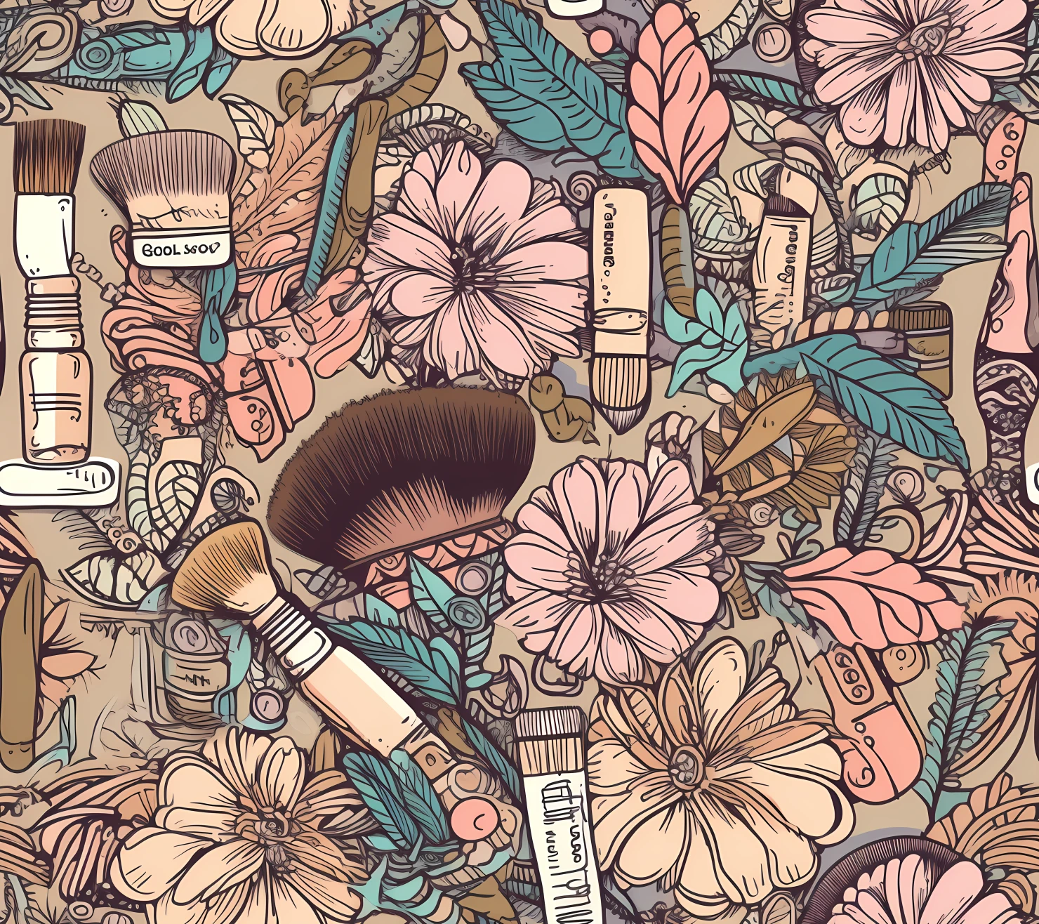 Makeup items seamless pattern on a light color background #30060