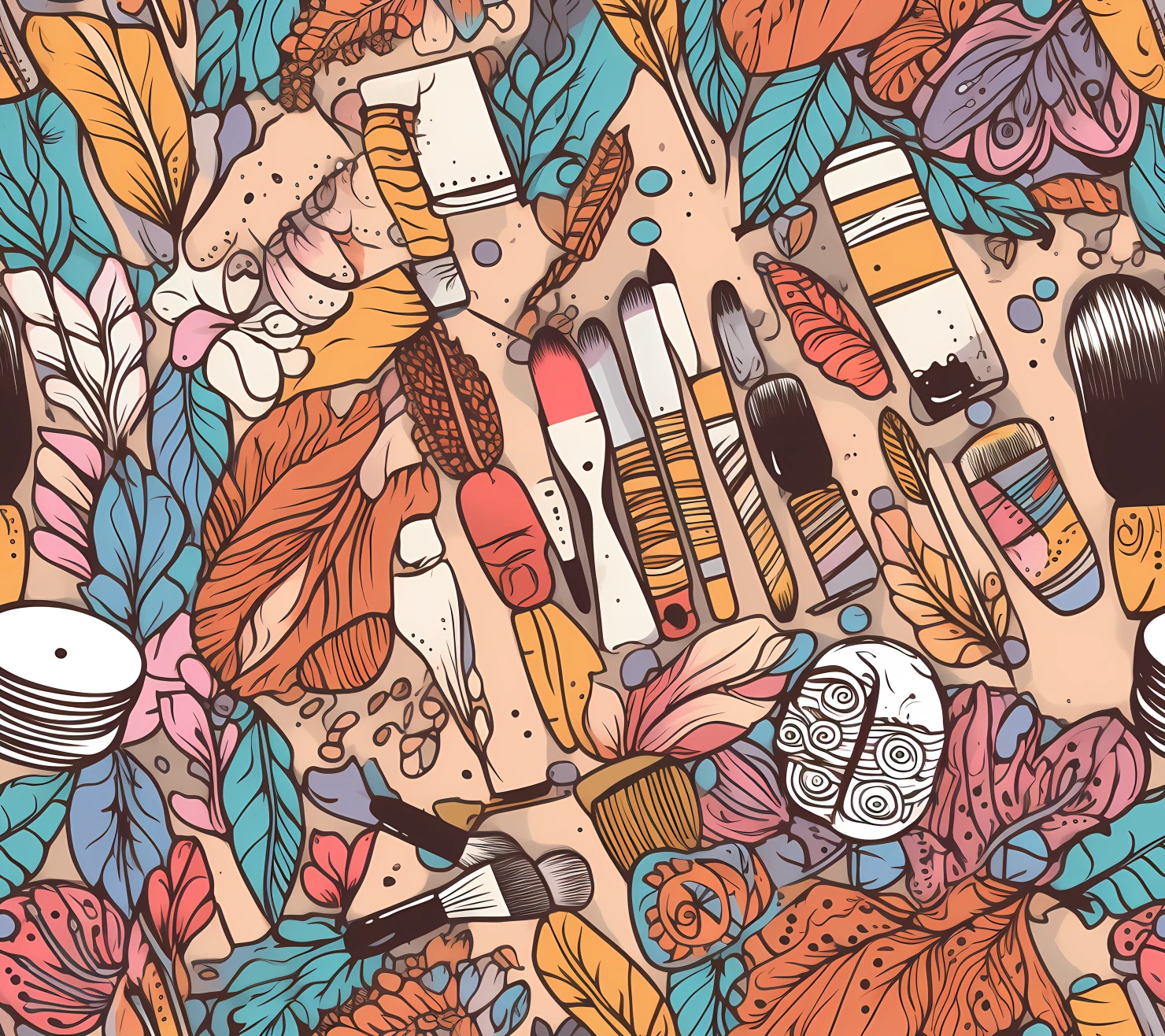 Makeup items seamless pattern on a light color background #30061