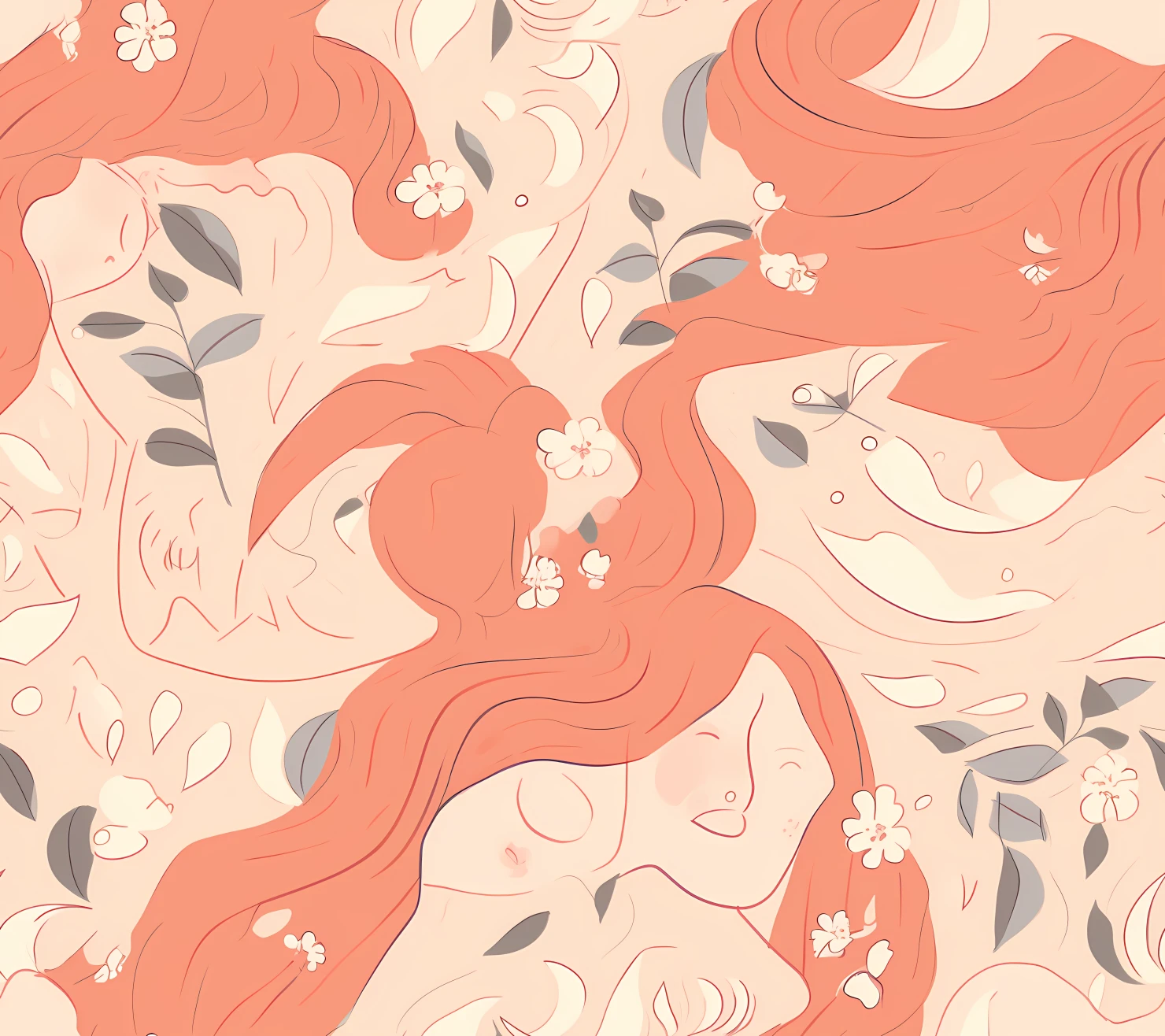 Mother and baby boho seamless pattern on a light color background #30088