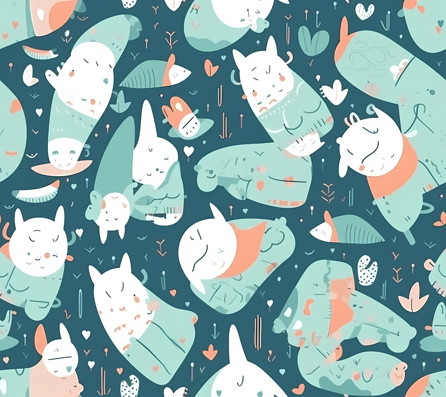 New born baby boho seamless pattern on a light color background #30127