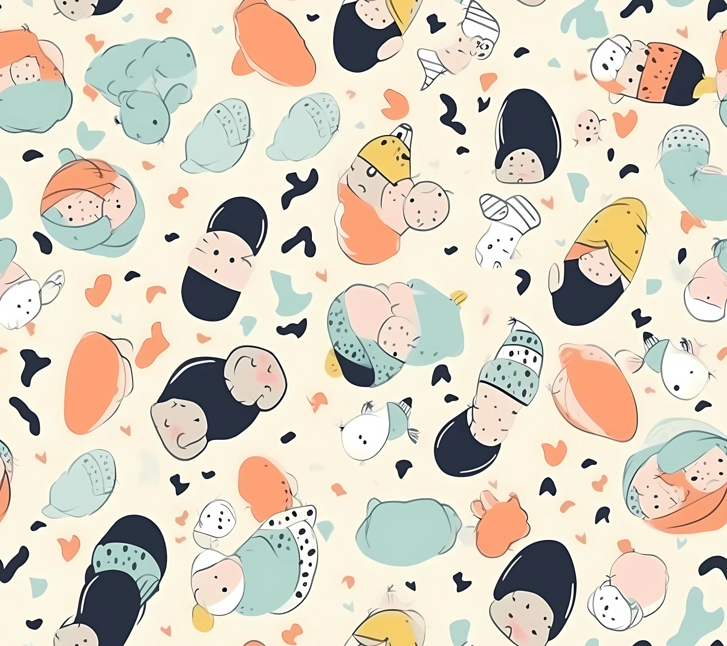 New born baby boho seamless pattern on a light color background #30128