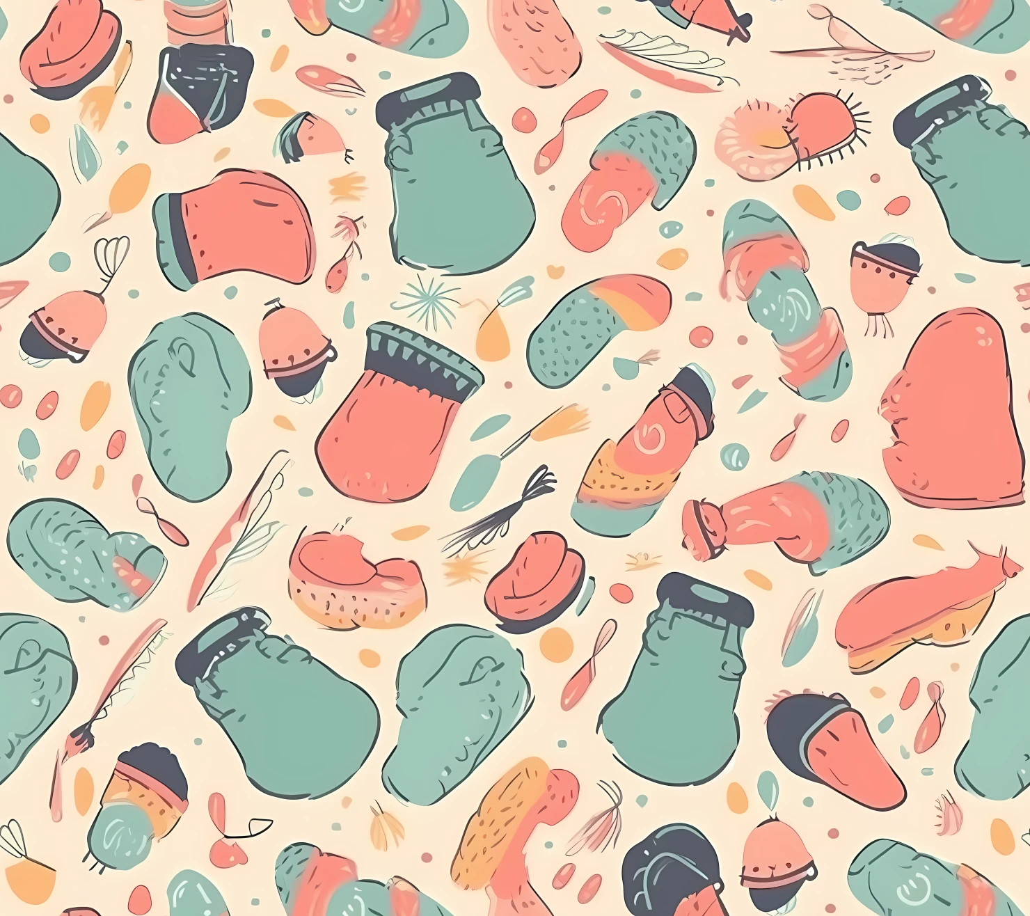New born baby boho seamless pattern on a light color background #30130