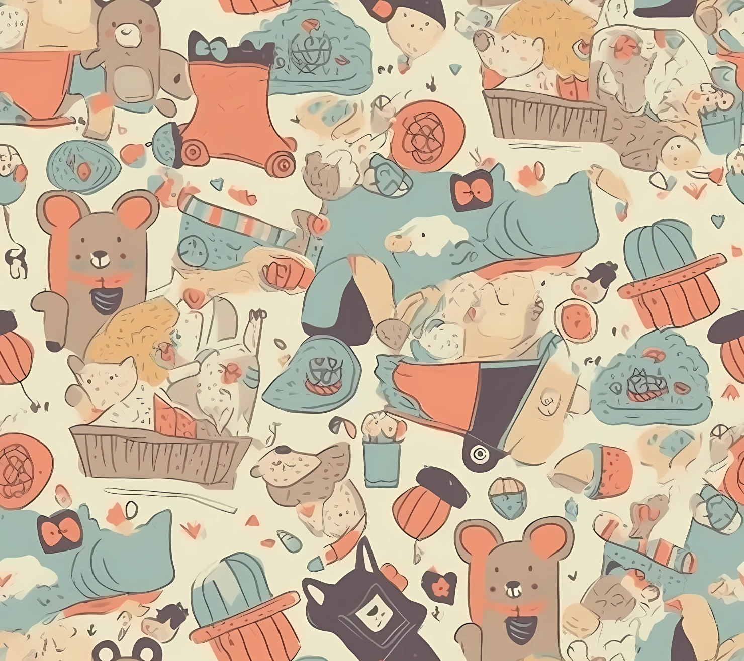 New born baby boho seamless pattern on a light color background #30132