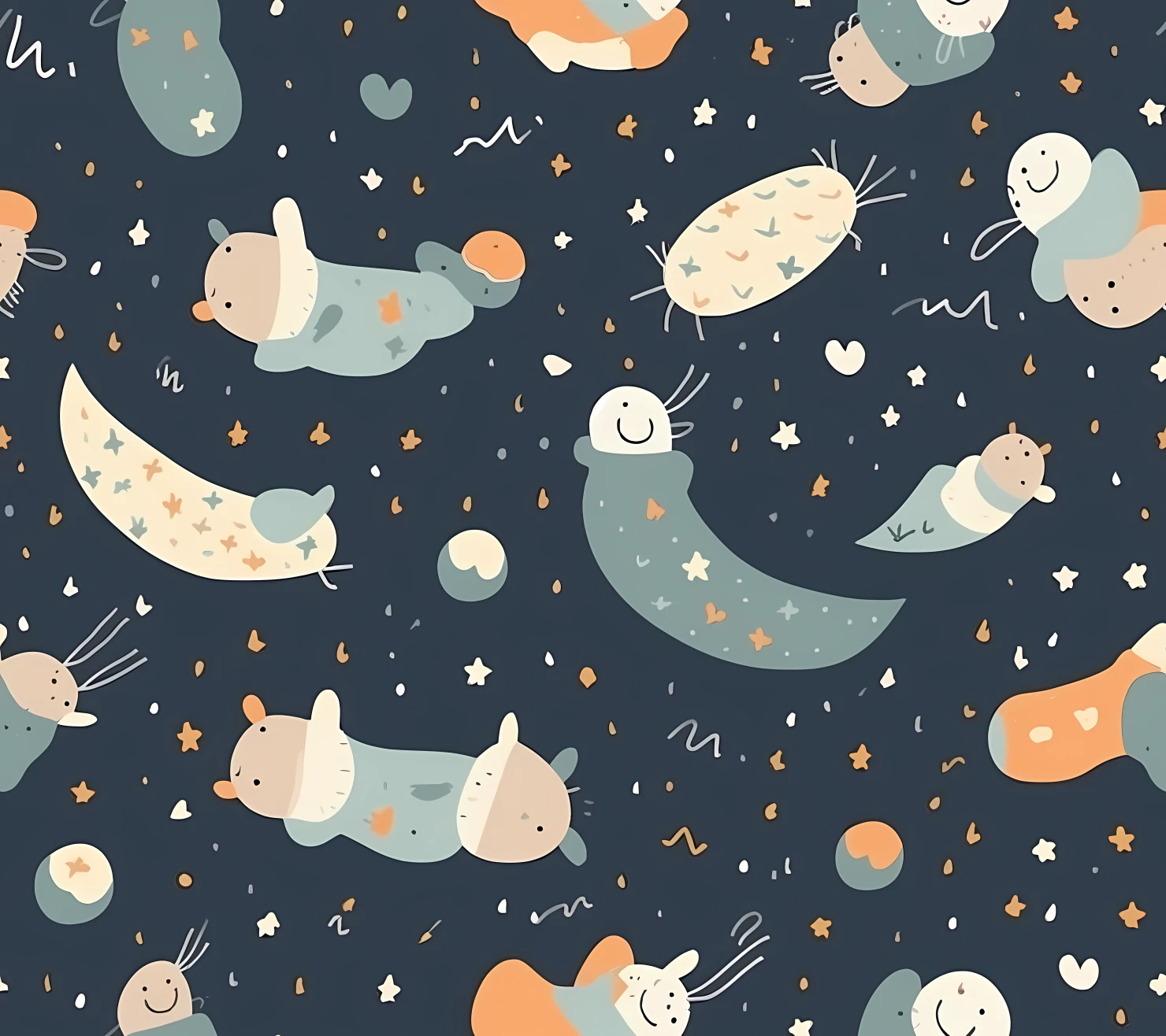 New born baby boho seamless pattern on a light color background #30136