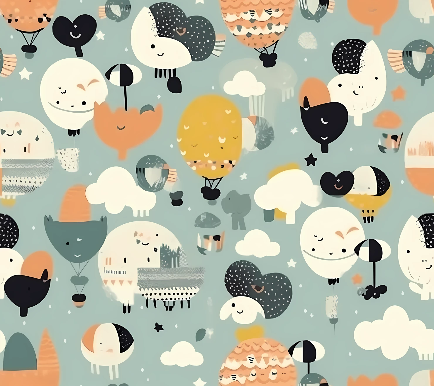 New born baby boho seamless pattern on a light color background #30138