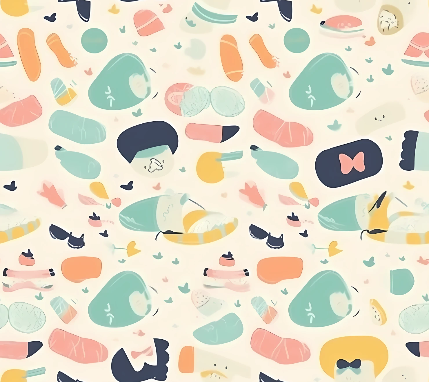 New born baby boho seamless pattern on a light color background #30139