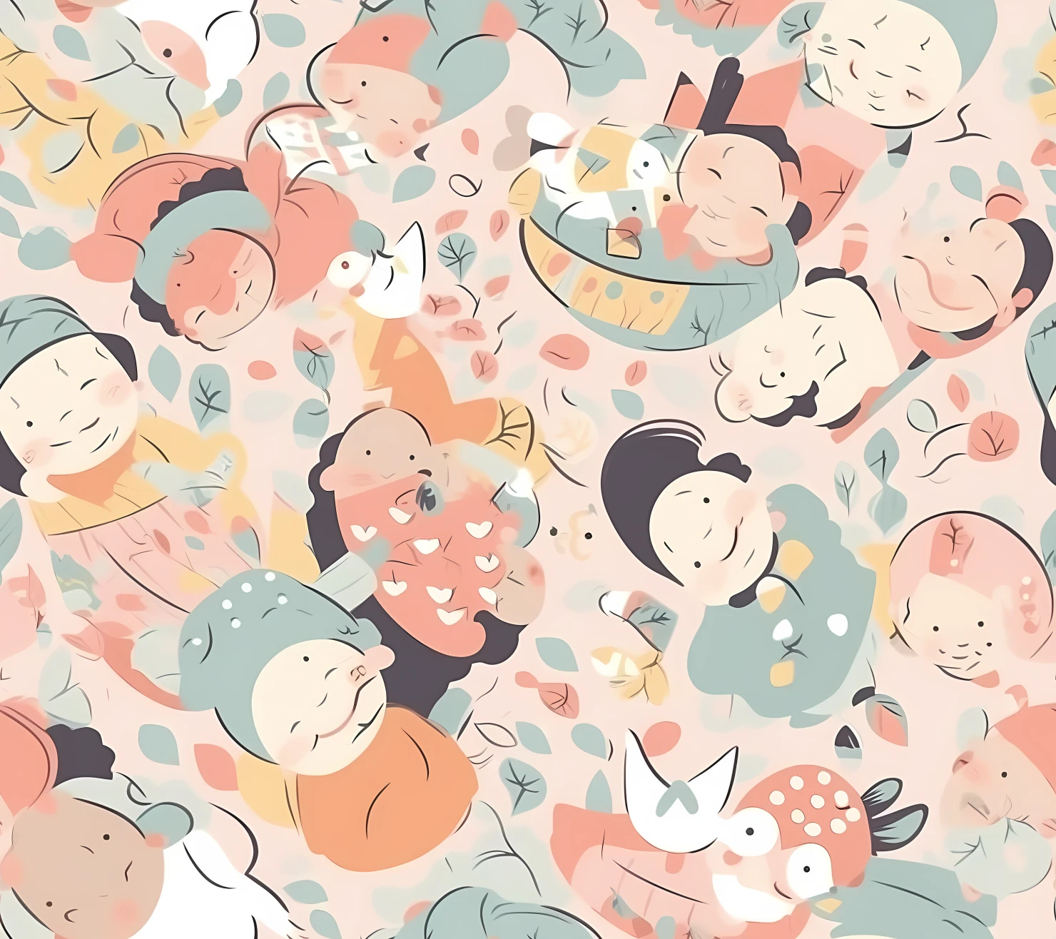 New born baby boho seamless pattern on a light color background #30141