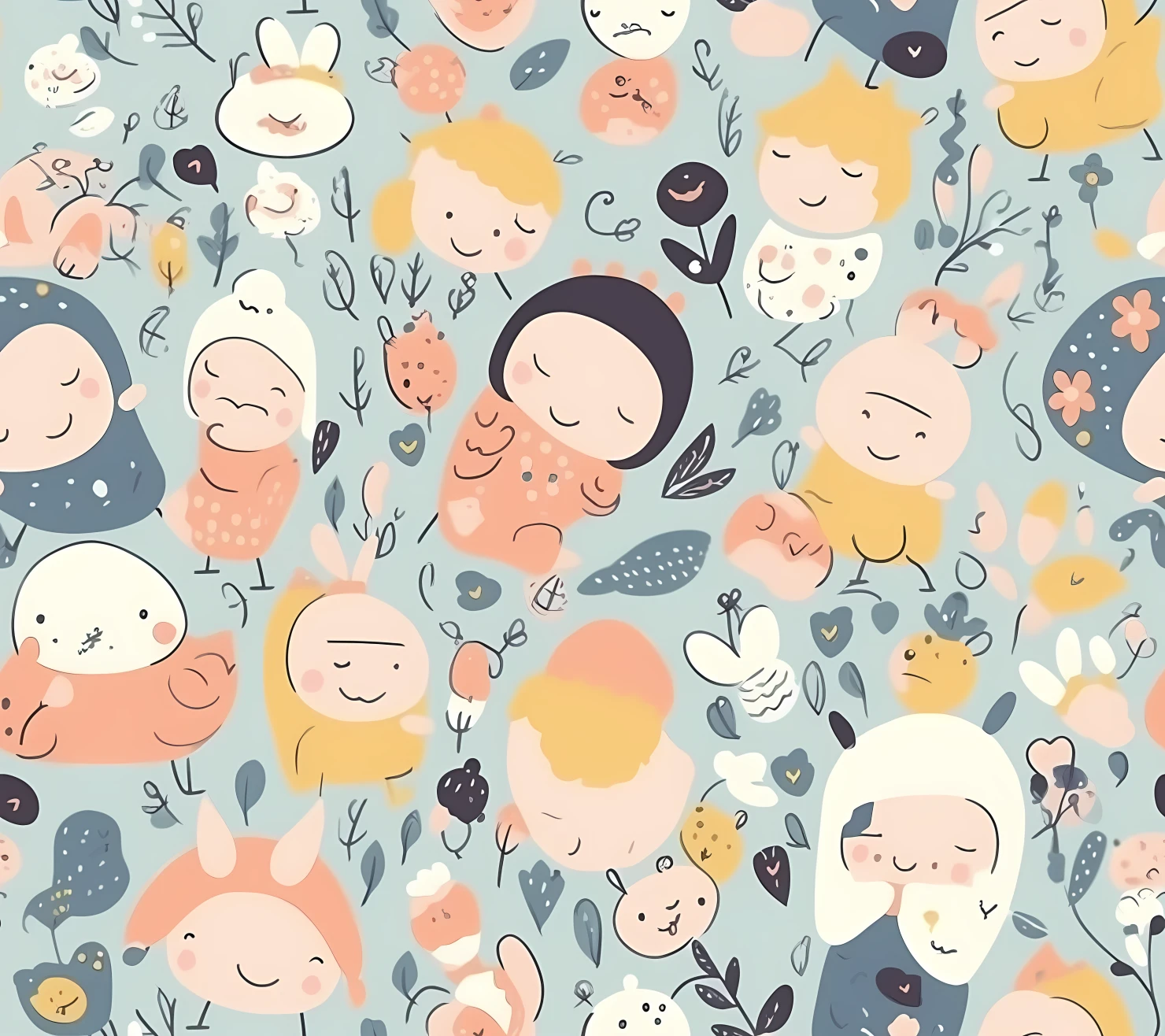New born baby boho seamless pattern on a light color background #30145