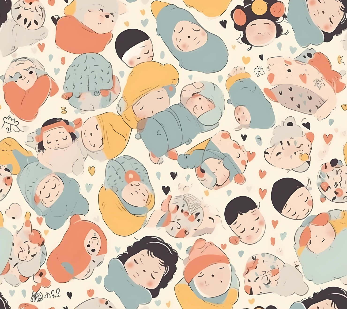 New born baby boho seamless pattern on a light color background #30147