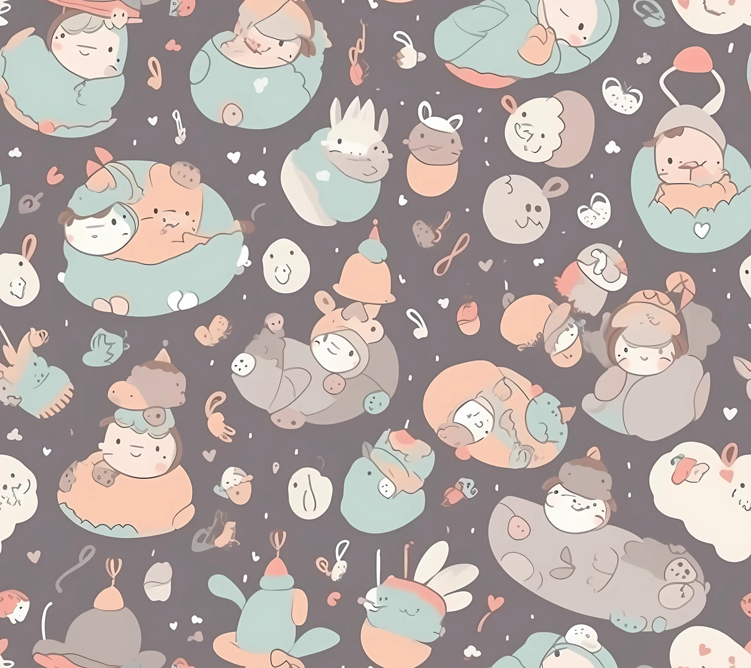 New born baby boho seamless pattern on a light color background #30152