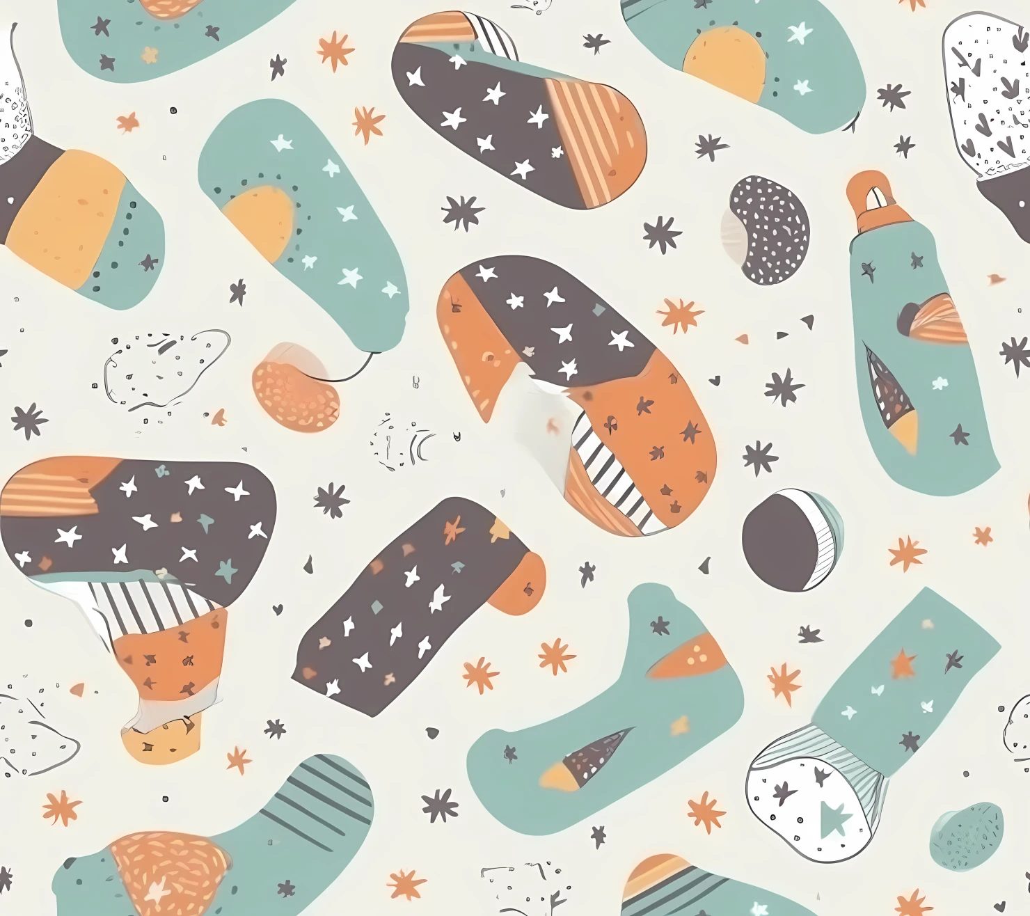 New born baby boho seamless pattern on a light color background #30155